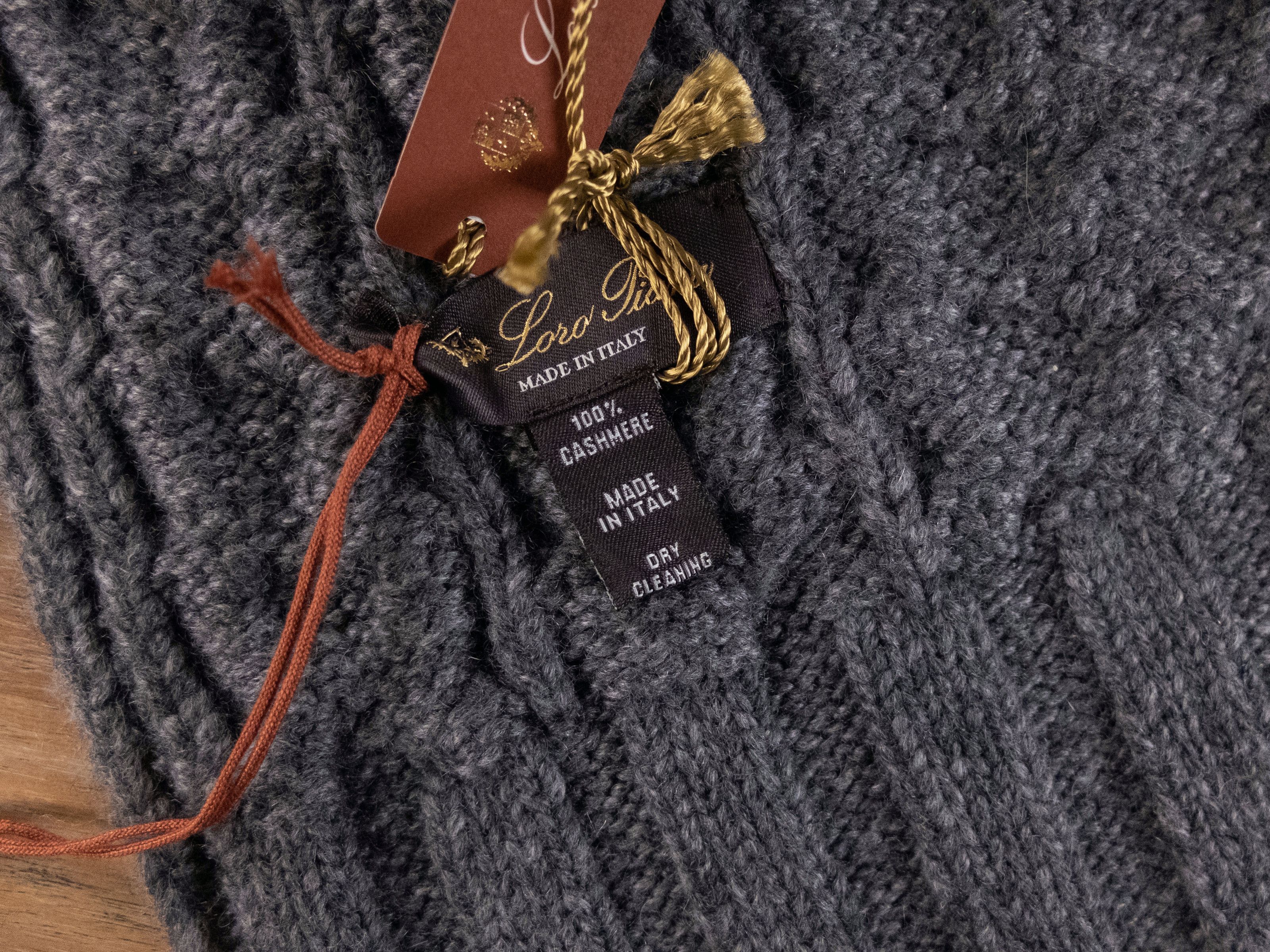 Loro Piana LORO PIANA gray cable knit chunky pure cashmere scarf Size ONE SIZE - 3 Thumbnail
