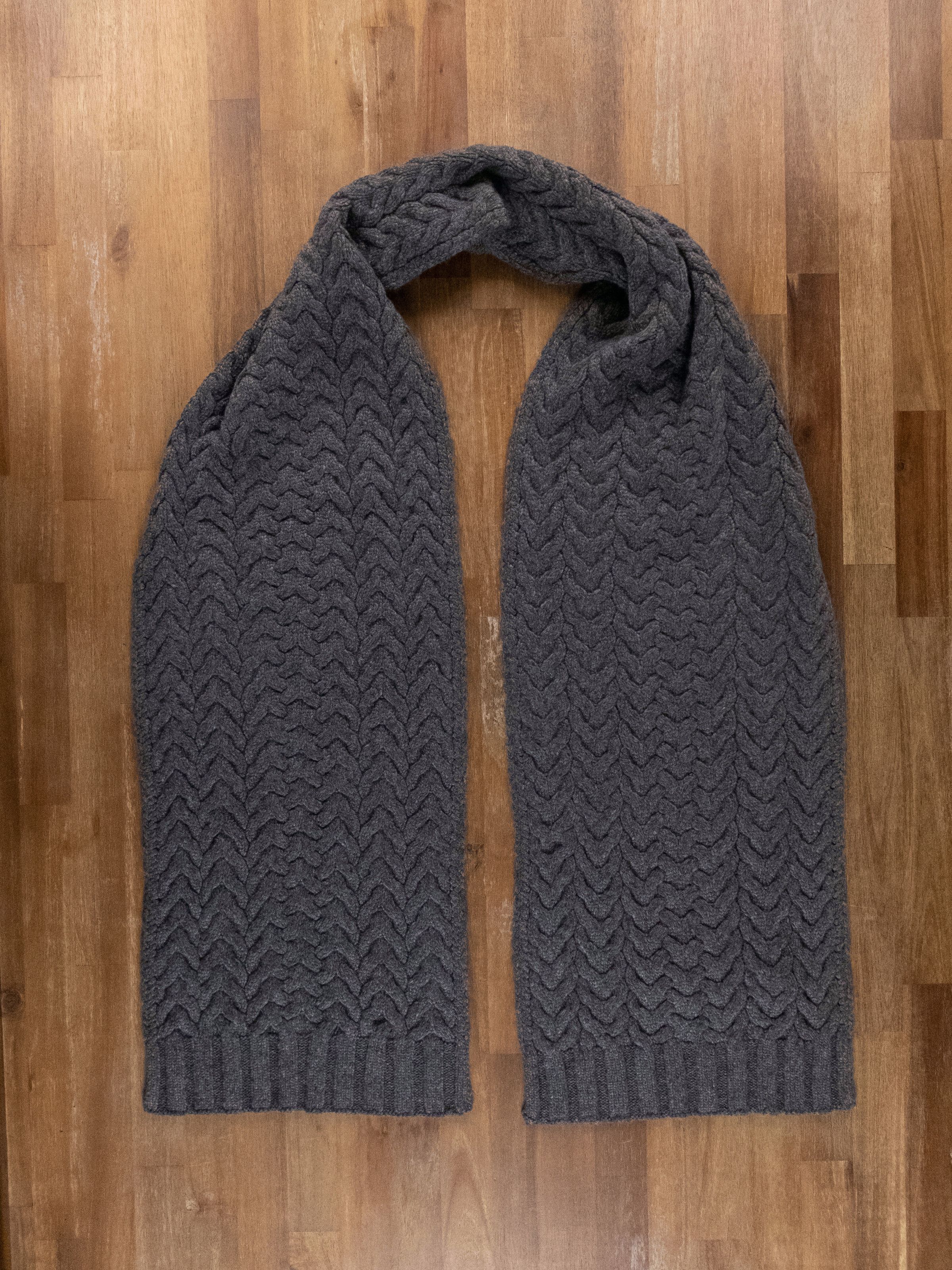 Loro Piana LORO PIANA gray cable knit chunky pure cashmere scarf Size ONE SIZE - 1 Thumbnail