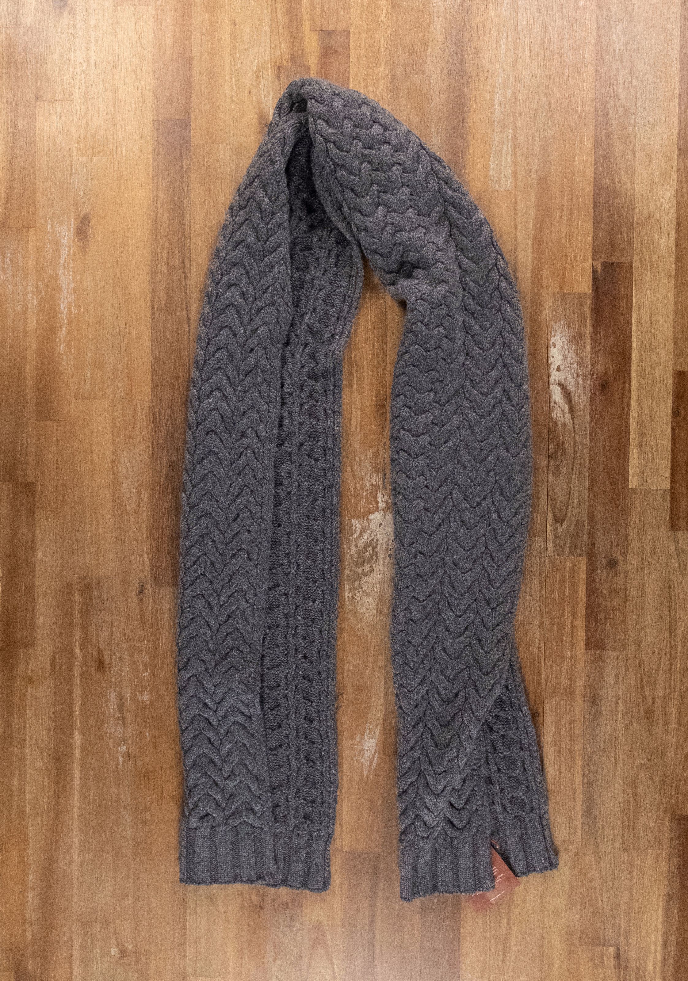 Loro Piana LORO PIANA gray cable knit chunky pure cashmere scarf Size ONE SIZE - 5 Thumbnail
