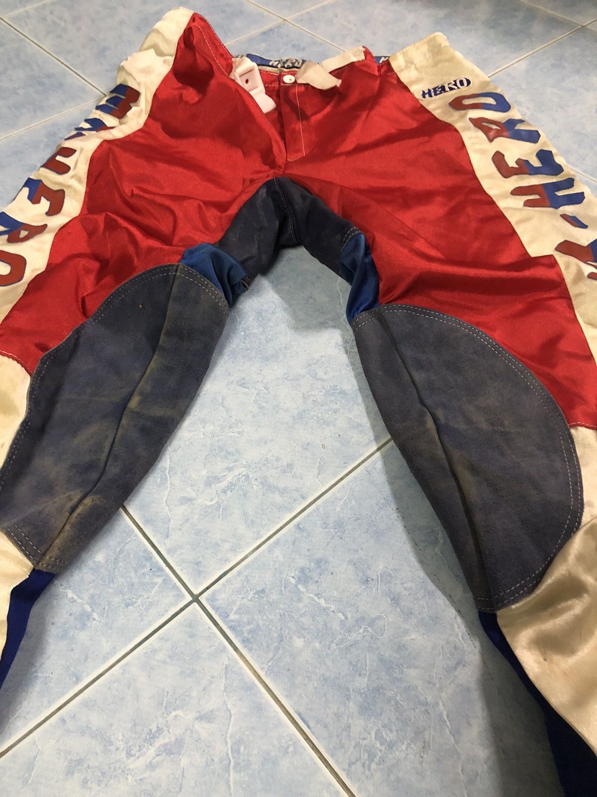 Japanese Brand 🔥Hero Multicolour Motocross Leather Pant Size US 34 / EU 50 - 24 Thumbnail