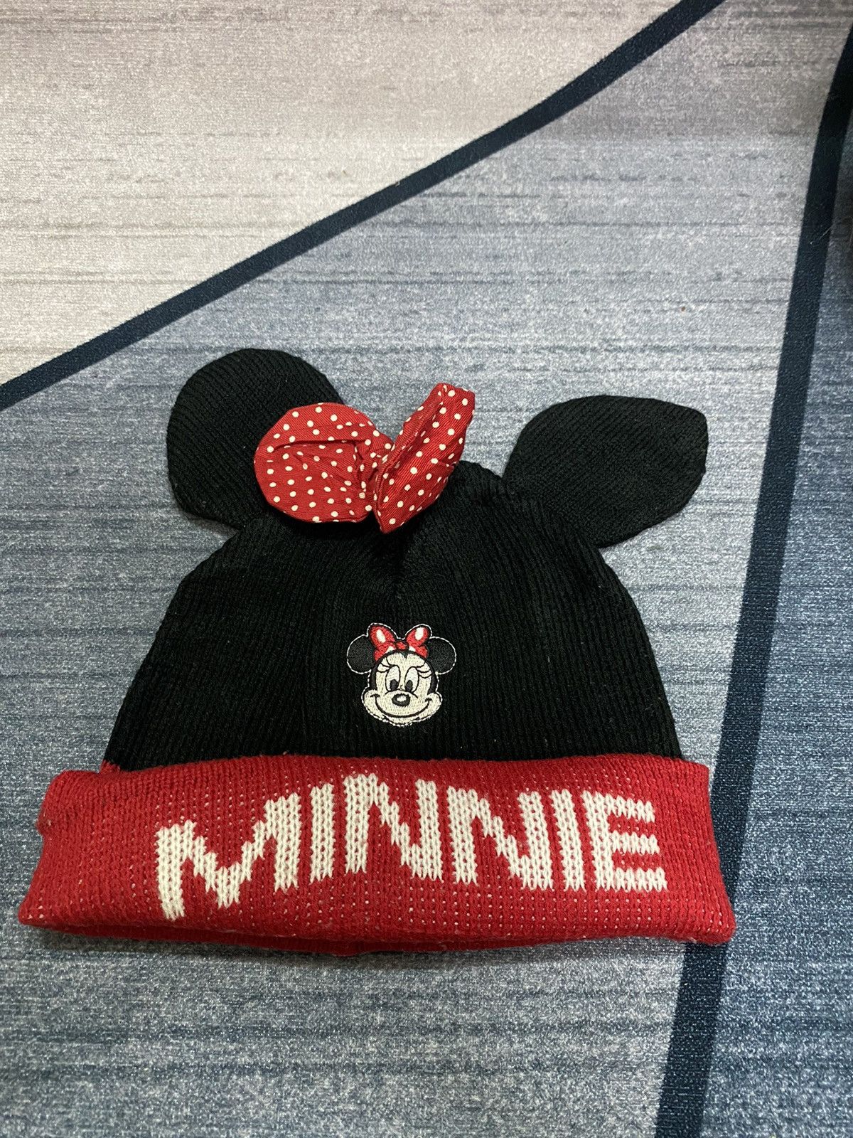 image of Disney Minnie Mouse Bunny Horn Beanie Hat in Black/Red, Men's