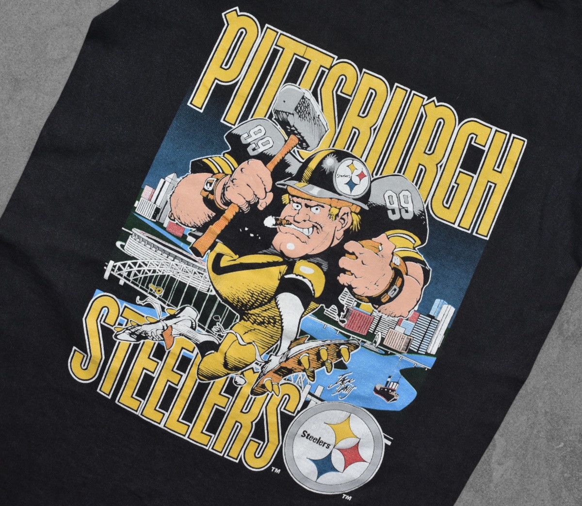Vintage Vintage 90s Pittsburgh Steelers ‘Jack Davis’ T-shirt (XS) Size US XS / EU 42 / 0 - 2 Thumbnail