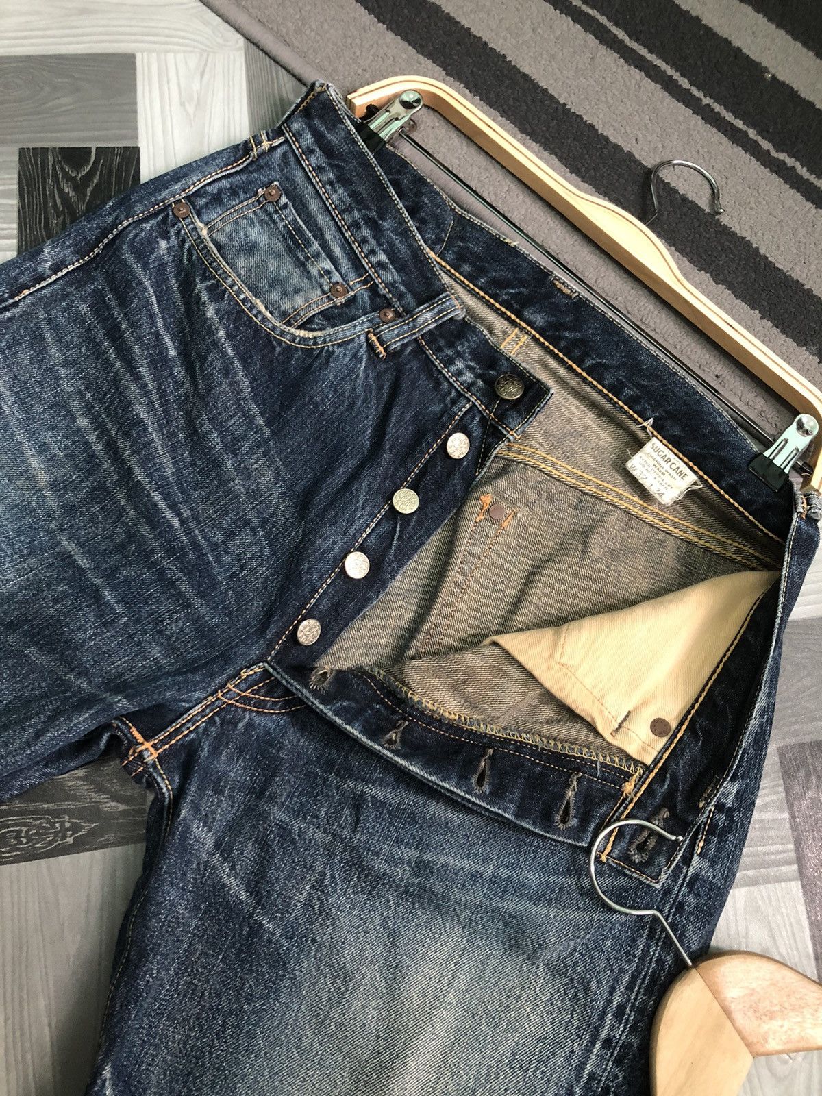 Sugar Cane × Vintage VINTAGE SUGAR CANE STAR JEANS SELVEDGE DISTRESSED DENIM Size US 32 / EU 48 - 4 Thumbnail