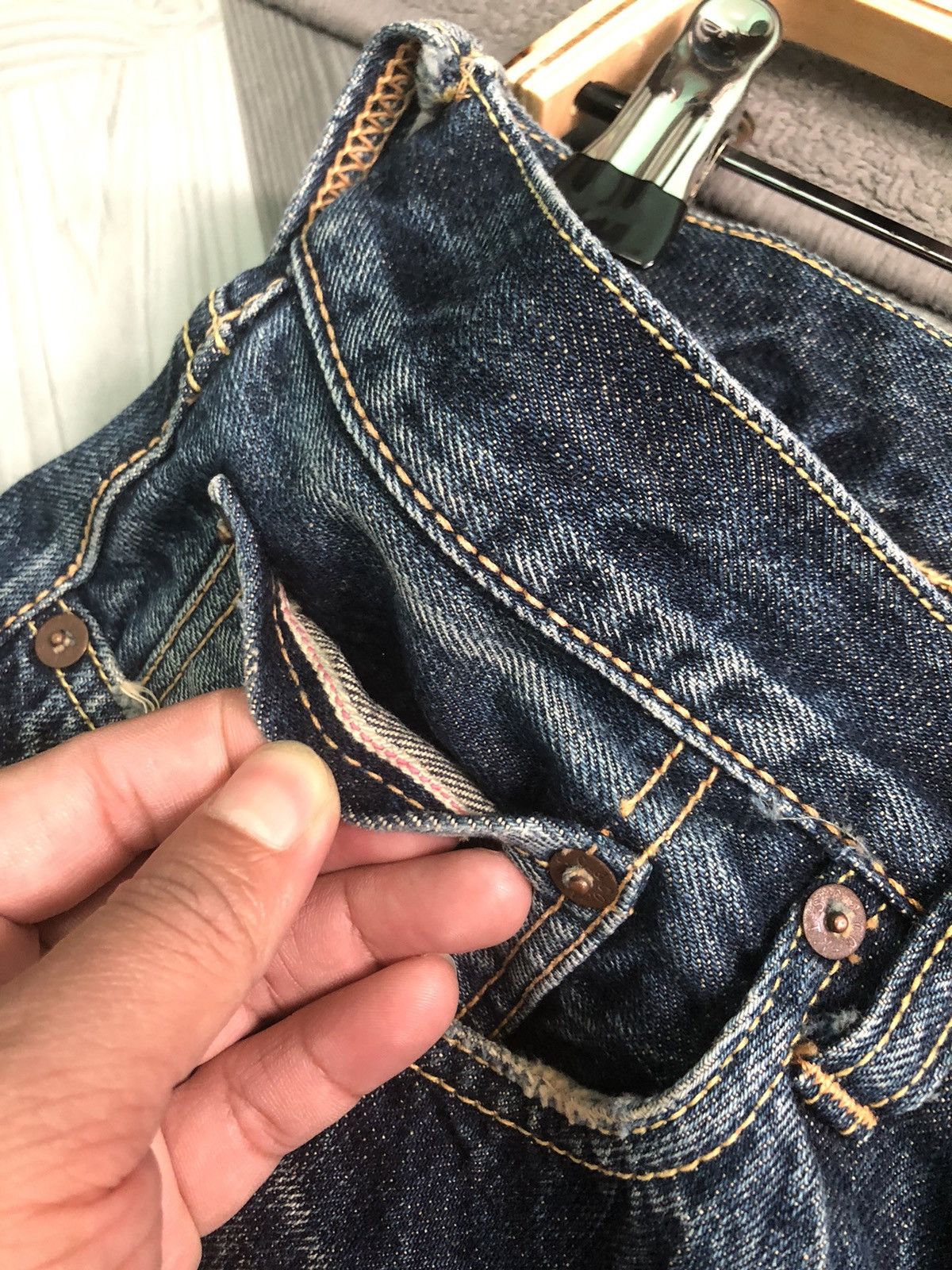 Sugar Cane × Vintage VINTAGE SUGAR CANE STAR JEANS SELVEDGE DISTRESSED DENIM Size US 32 / EU 48 - 7 Thumbnail