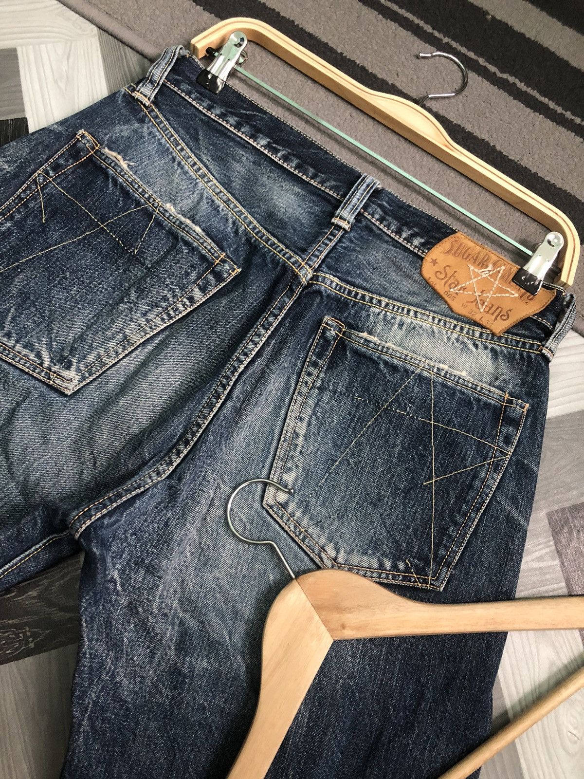 Sugar Cane × Vintage VINTAGE SUGAR CANE STAR JEANS SELVEDGE DISTRESSED DENIM Size US 32 / EU 48 - 8 Thumbnail