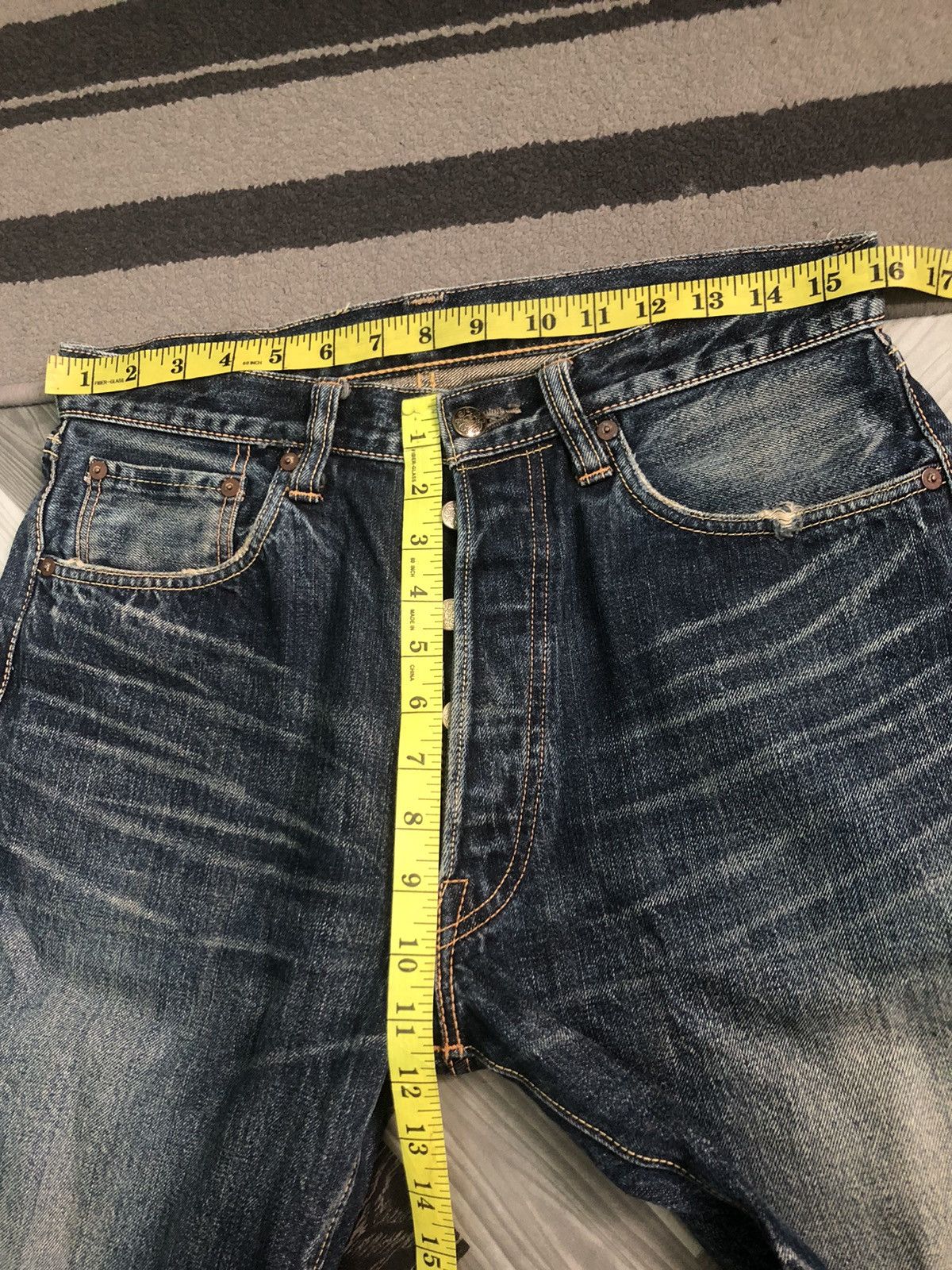Sugar Cane × Vintage VINTAGE SUGAR CANE STAR JEANS SELVEDGE DISTRESSED DENIM Size US 32 / EU 48 - 12 Thumbnail