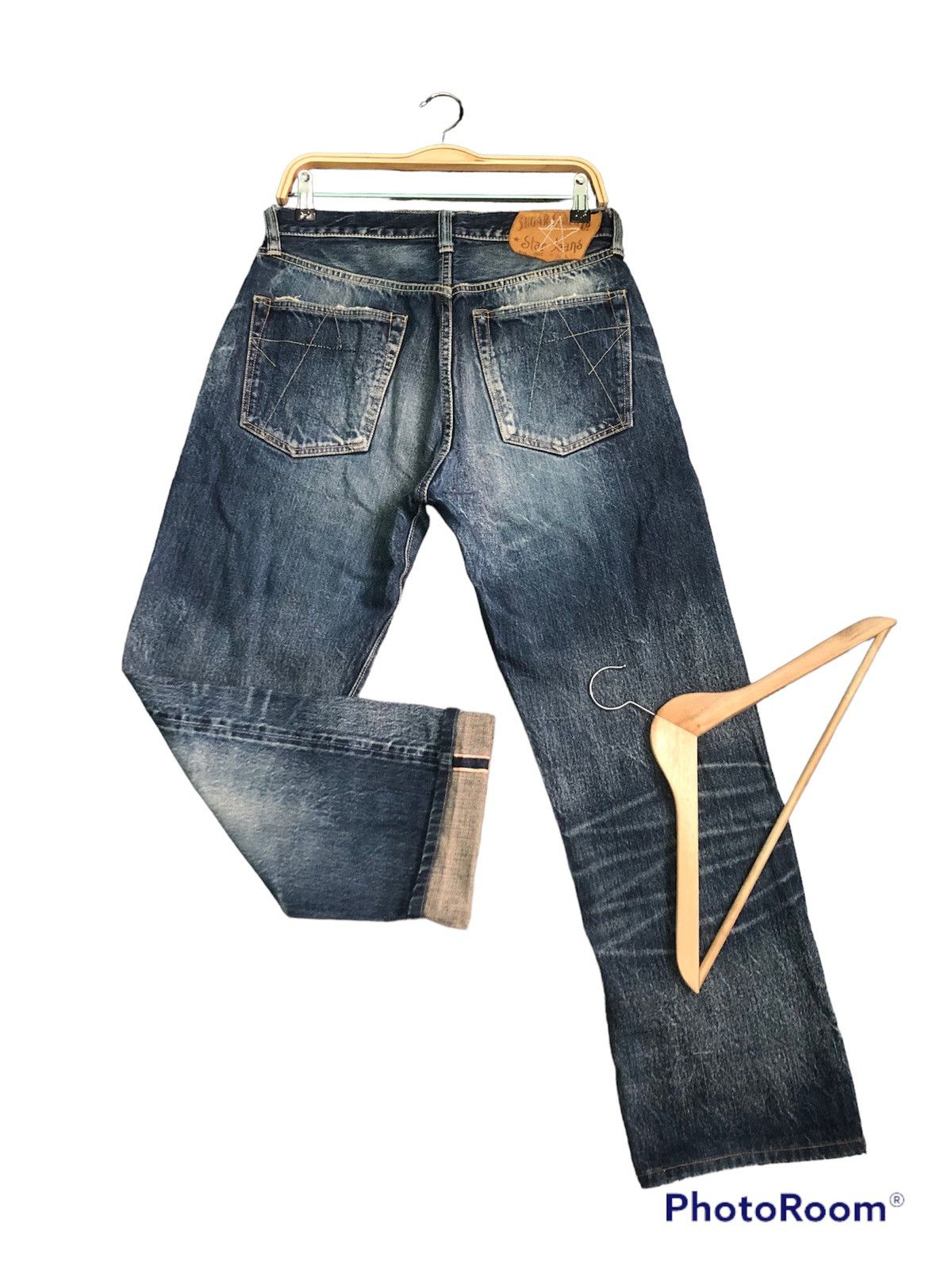 image of Vintage Sugar Cane Star Jeans Selvedge Distressed Denim in Blue, Men's (Size 32)