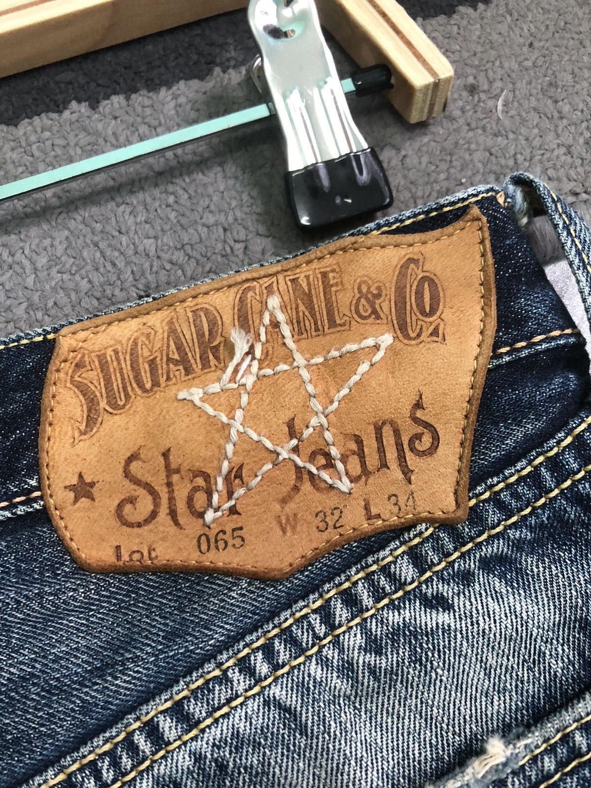 Sugar Cane × Vintage VINTAGE SUGAR CANE STAR JEANS SELVEDGE DISTRESSED DENIM Size US 32 / EU 48 - 9 Thumbnail