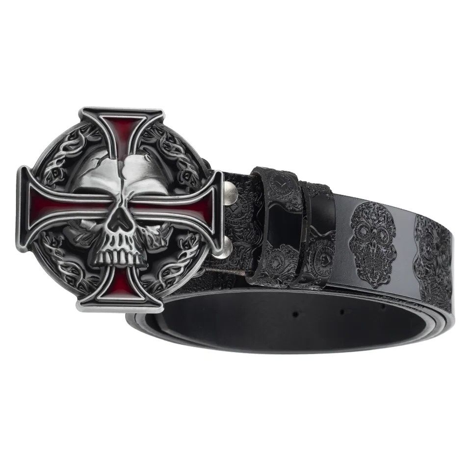 Leather Skull Leather Belts Size ONE SIZE - 3 Thumbnail