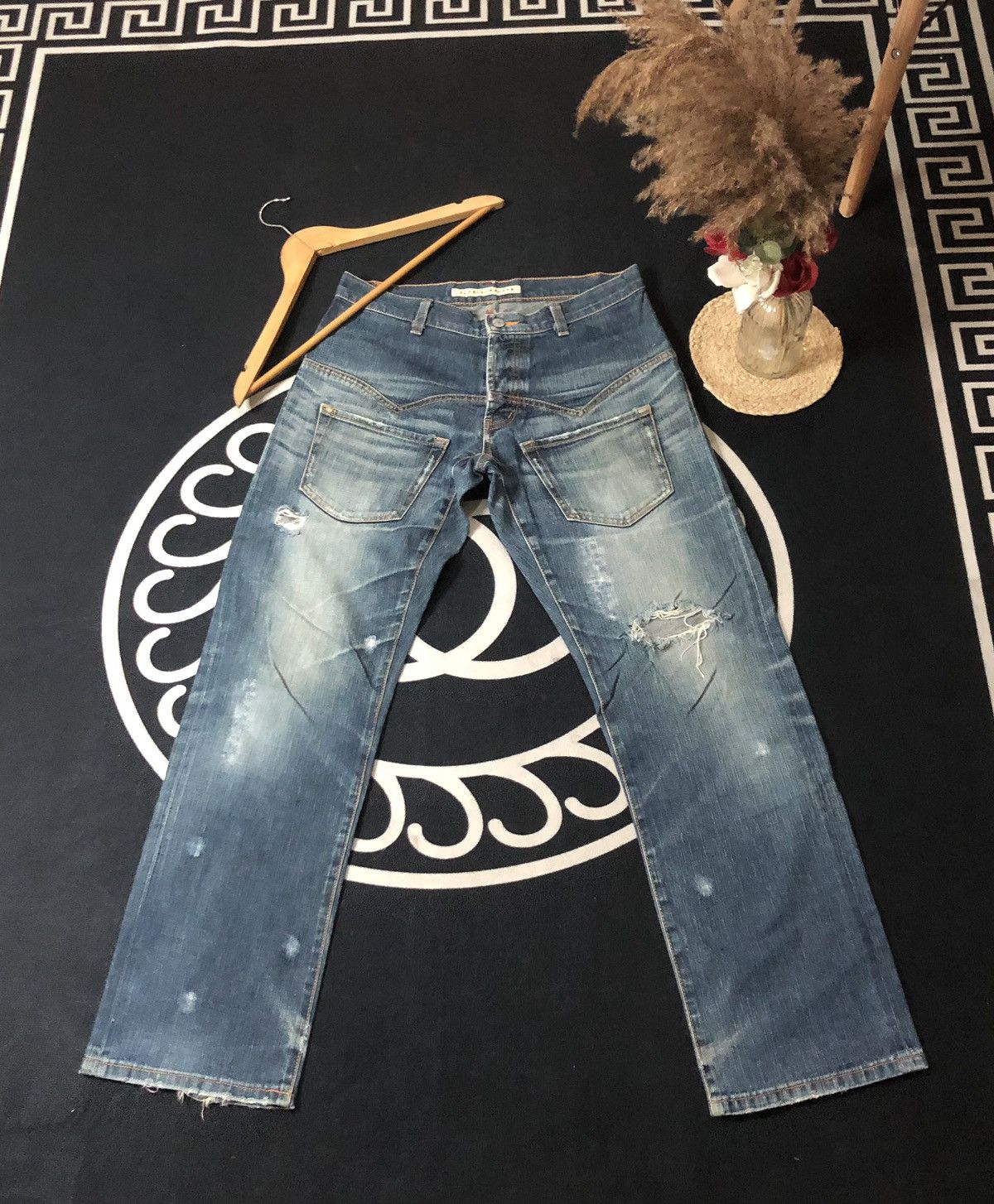 Designer × Issey Miyake × Japanese Brand VINTAGE SUNAOKUWAHARA I.S ISSEY MIYAKE DISTRESED DENIM JEANS Size US 30 / EU 46 - 1 Thumbnail