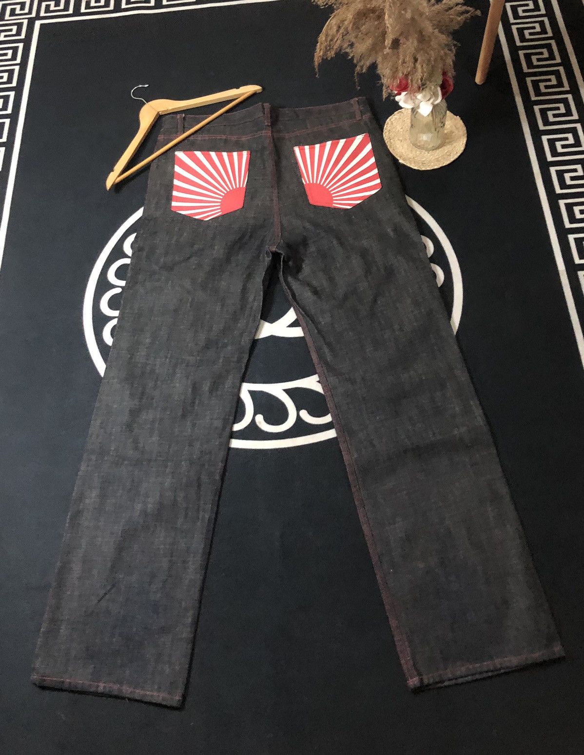 Japanese Brand × Vintage VINTAGE ASIAN CAN CONTROLERZ NIPPON FLAG INDIGO DENIM JEANS Size US 38 / EU 54 - 1 Thumbnail