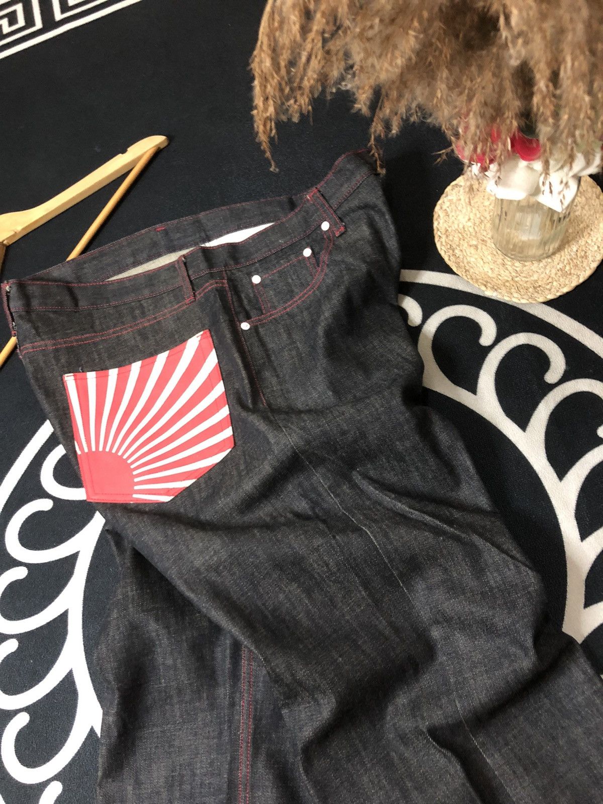 Japanese Brand × Vintage VINTAGE ASIAN CAN CONTROLERZ NIPPON FLAG INDIGO DENIM JEANS Size US 38 / EU 54 - 4 Thumbnail