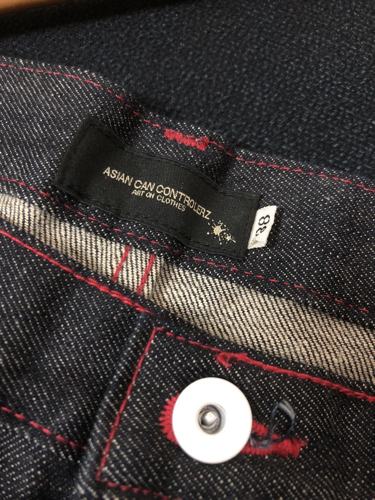 Japanese Brand × Vintage VINTAGE ASIAN CAN CONTROLERZ NIPPON FLAG INDIGO DENIM JEANS Size US 38 / EU 54 - 10 Thumbnail
