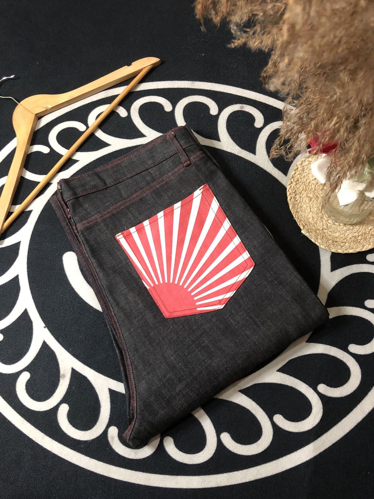 Japanese Brand × Vintage VINTAGE ASIAN CAN CONTROLERZ NIPPON FLAG INDIGO DENIM JEANS Size US 38 / EU 54 - 17 Thumbnail