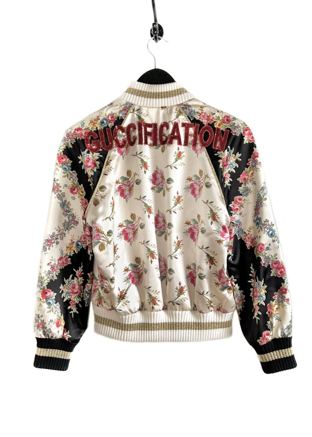 Gucci Gucci Floral Satin Guccification Sequined Silk Bomber Jacket Size XS / US 0-2 / IT 36-38 - 3 Thumbnail