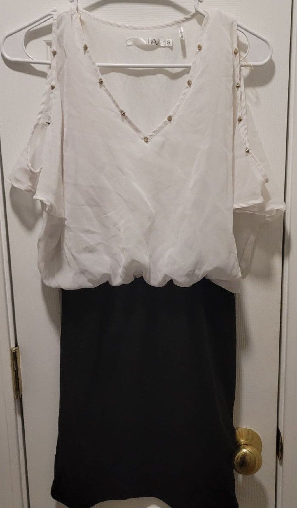 Other Have White Black Spiked Cut Out Short Sleeve Dress Small Size S / US 4 / IT 40 - 1 Thumbnail