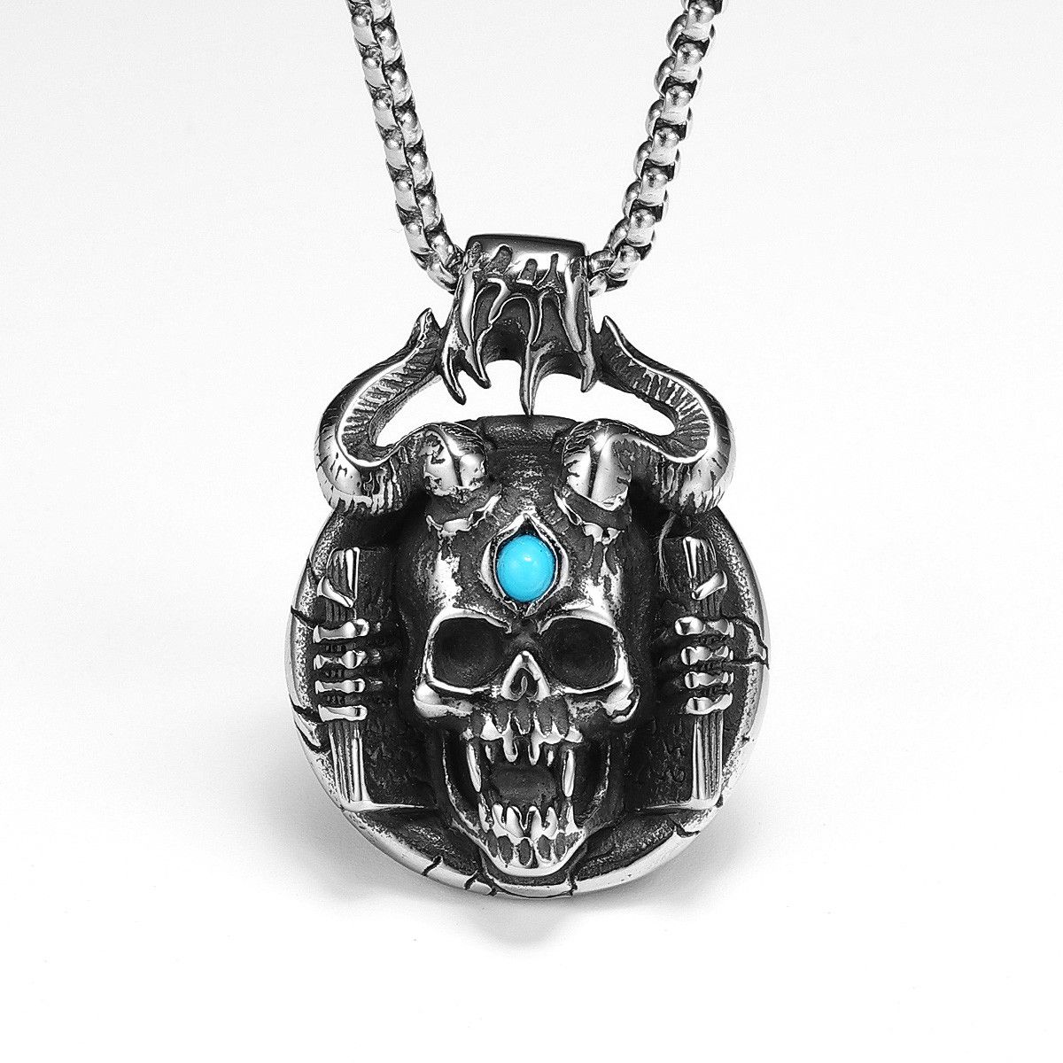Jewelry 316L Stainless Steel Skull Pendant Necklace Size ONE SIZE - 1 Thumbnail