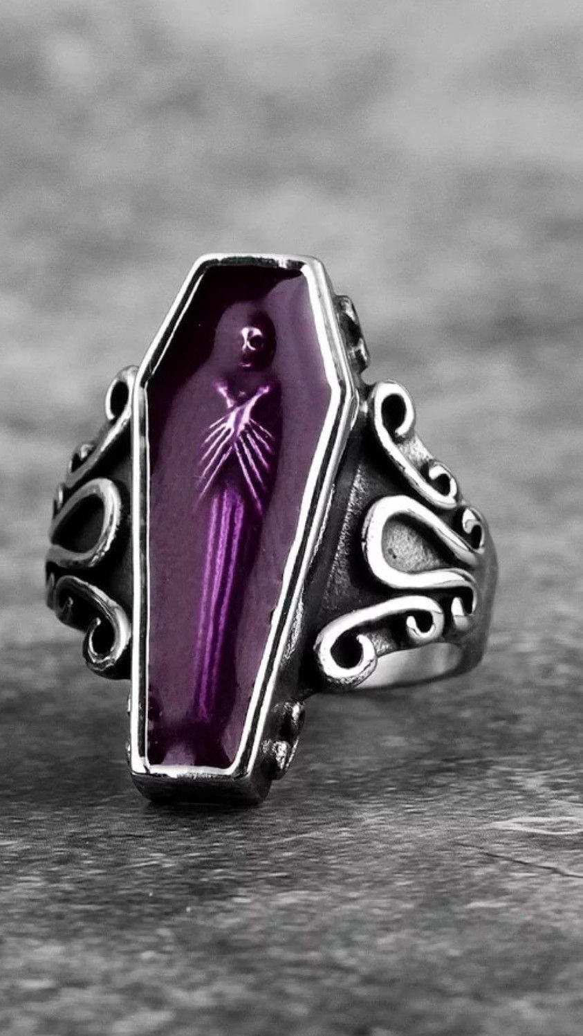 Japanese Brand × Jewelry × Vintage Gothic Punk Unique Vampire Coffin Ghost Stainless Steel Ring Size ONE SIZE - 1 Thumbnail