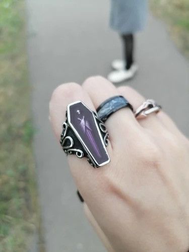 Japanese Brand × Jewelry × Vintage Gothic Punk Unique Vampire Coffin Ghost Stainless Steel Ring Size ONE SIZE - 4 Thumbnail