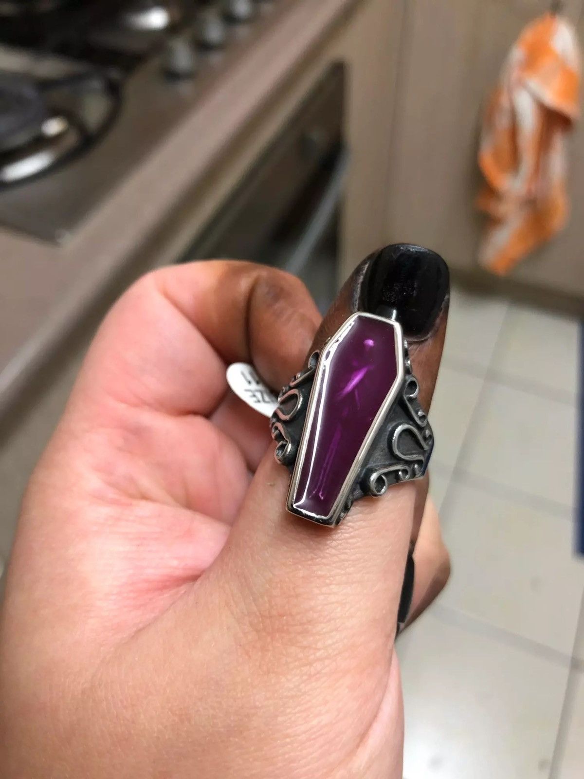 Japanese Brand × Jewelry × Vintage Gothic Punk Unique Vampire Coffin Ghost Stainless Steel Ring Size ONE SIZE - 3 Thumbnail