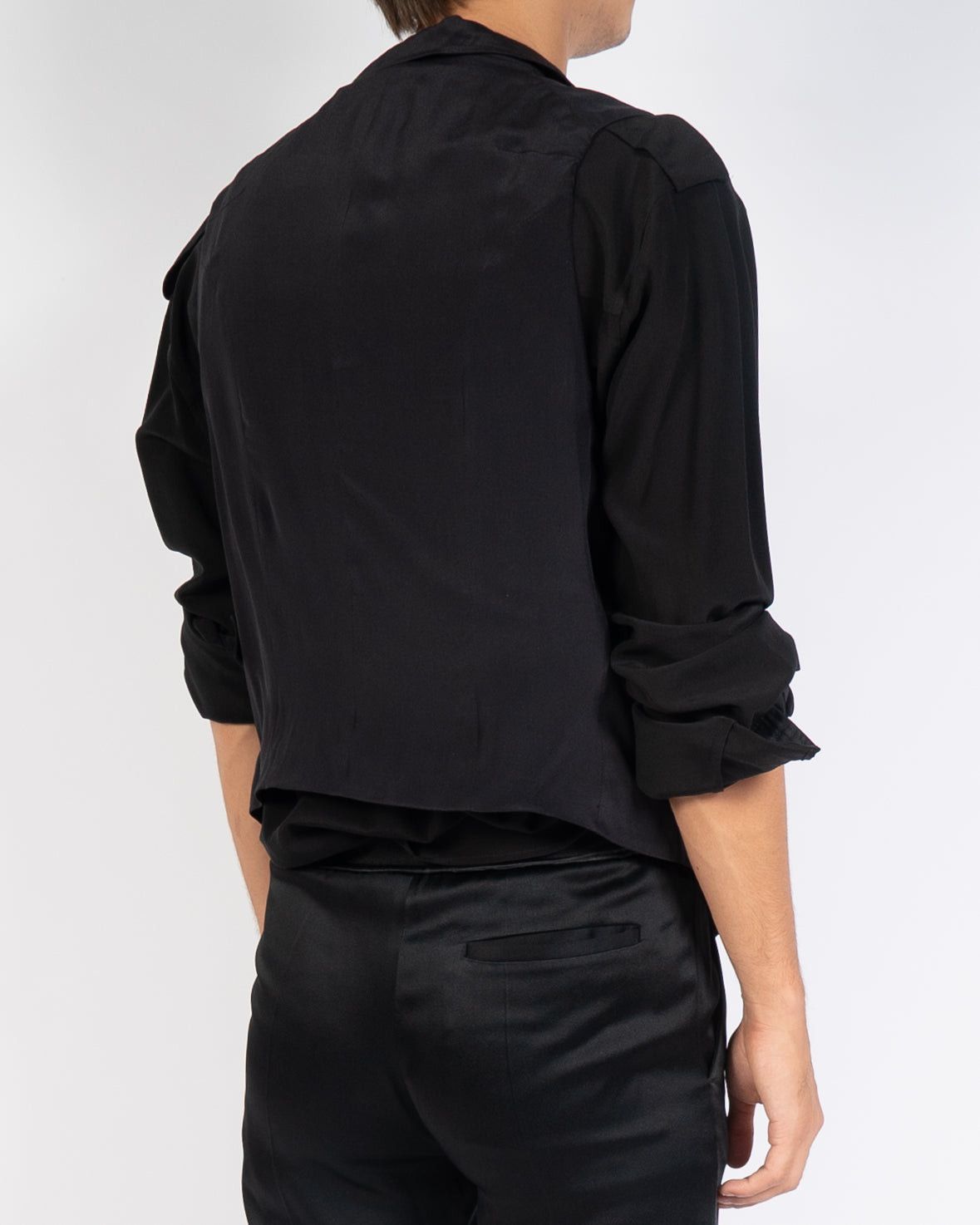 Haider Ackermann SS18 Anatase Black Silk Waistcoat Sample Size 46S - 2 Thumbnail