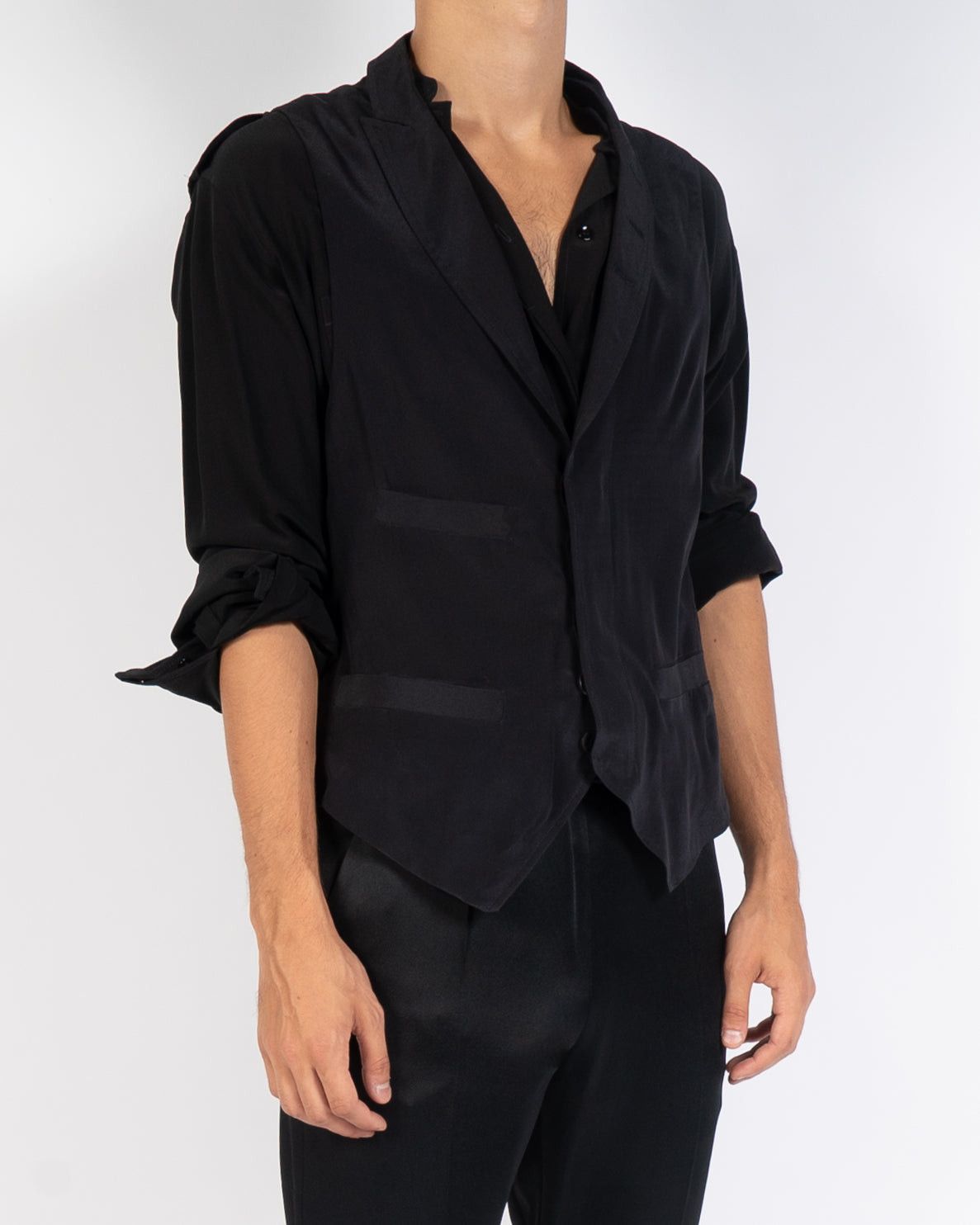 Haider Ackermann SS18 Anatase Black Silk Waistcoat Sample Size 46S - 1 Thumbnail