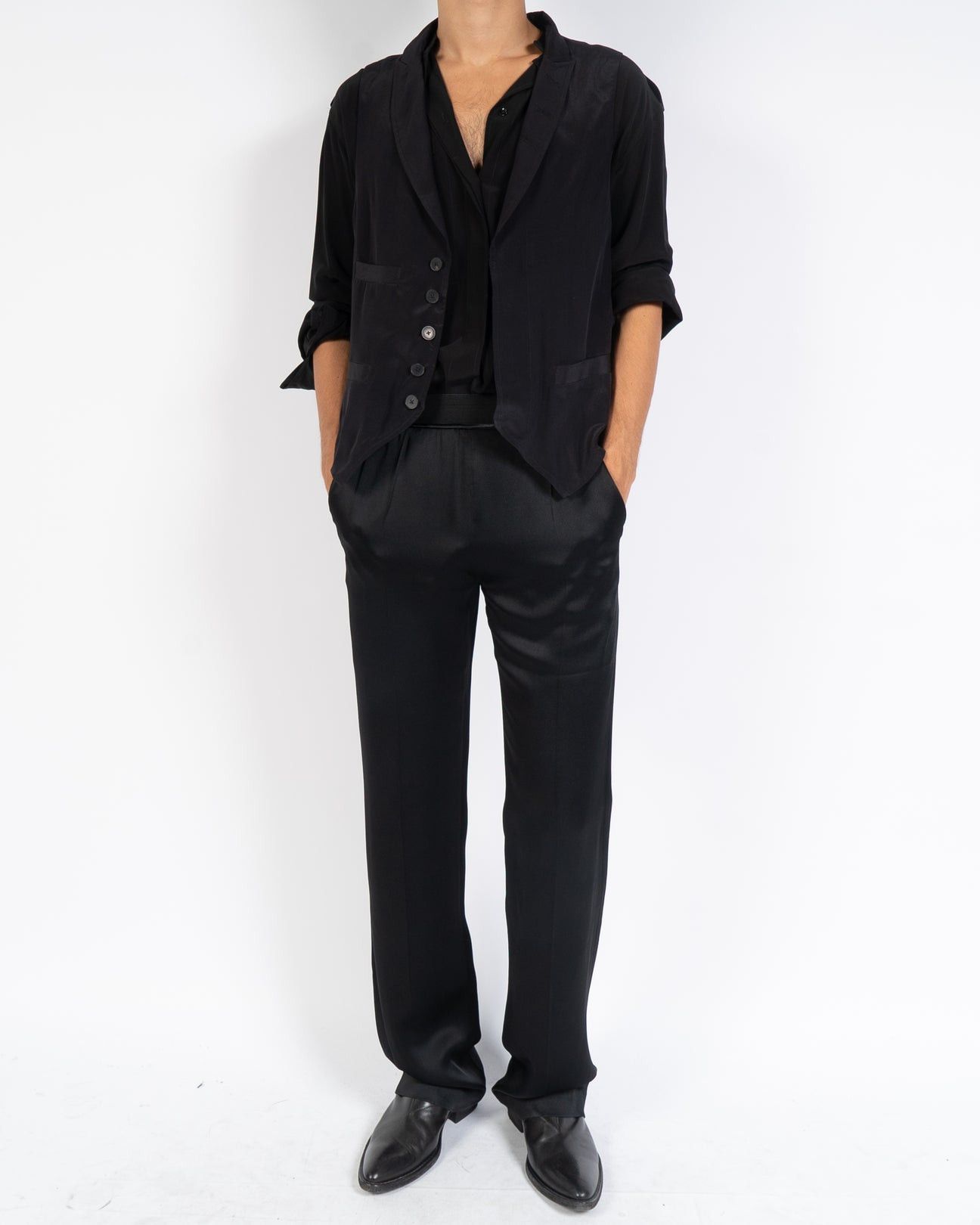 Haider Ackermann SS18 Anatase Black Silk Waistcoat Sample Size 46S - 3 Thumbnail