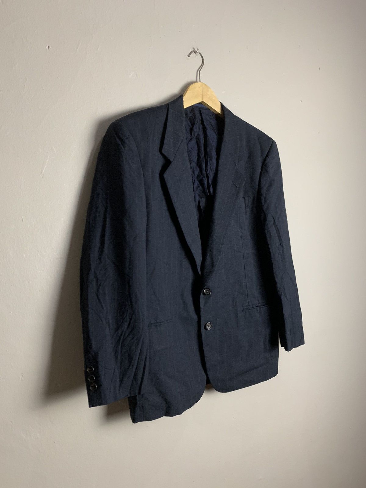 Comme des Garcons × Comme des Garcons Homme Deux × Rei Kawakubo Vintage 1990 Comme Des Garcons Homme Deux Navy Strip Suit Size 38L - 2 Thumbnail