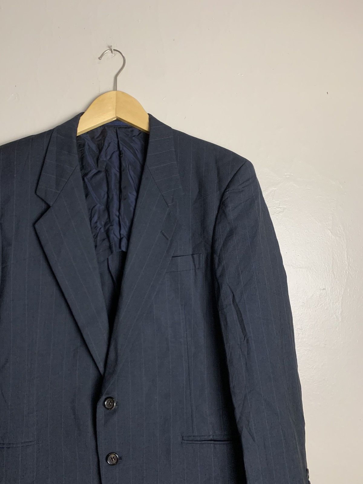 Comme des Garcons × Comme des Garcons Homme Deux × Rei Kawakubo Vintage 1990 Comme Des Garcons Homme Deux Navy Strip Suit Size 38L - 3 Thumbnail