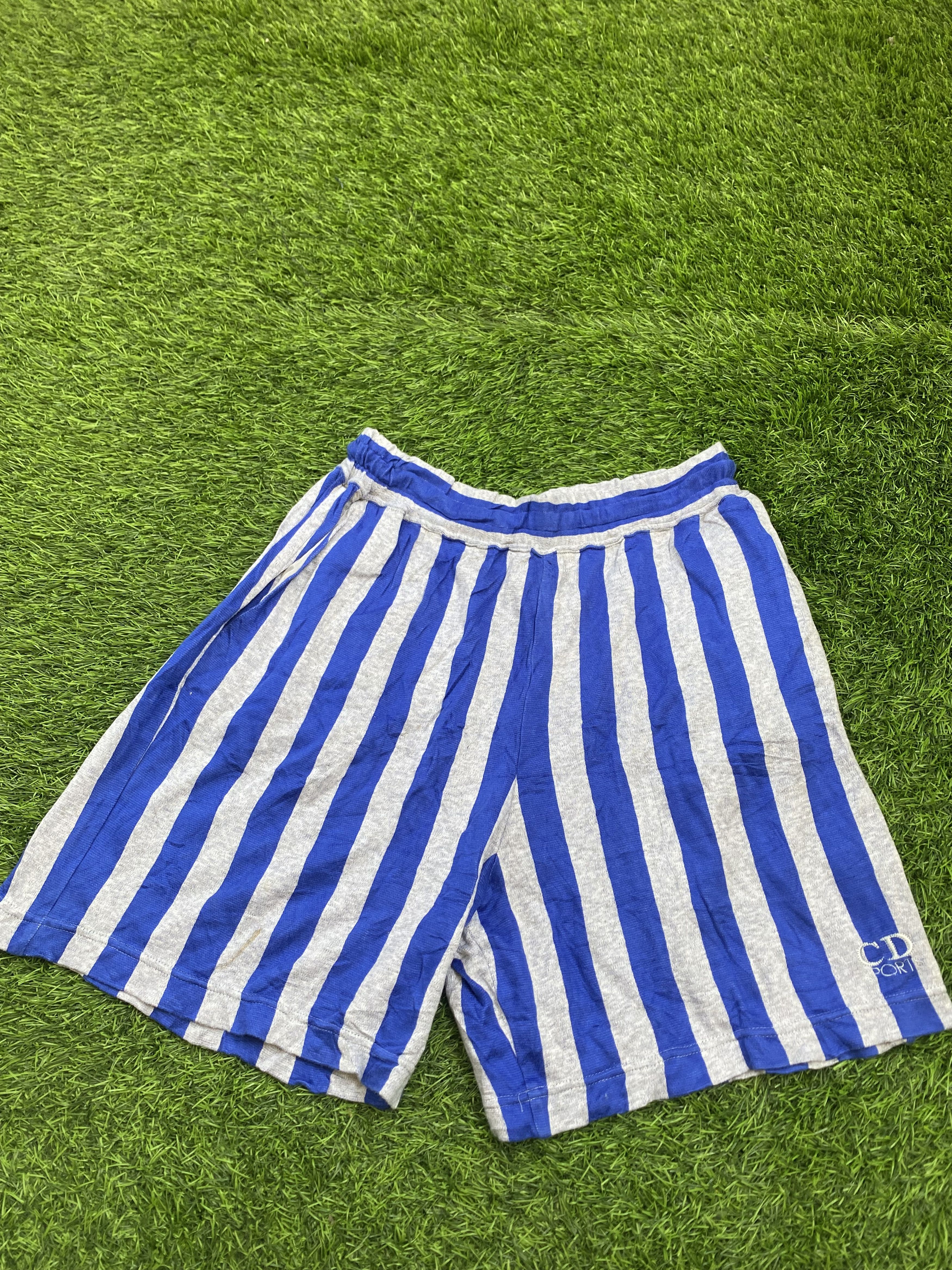 image of Christian Dior Monsieur Vintage Christian Dior Shorts Relax Pants in Blue White, Women's (Size 30)