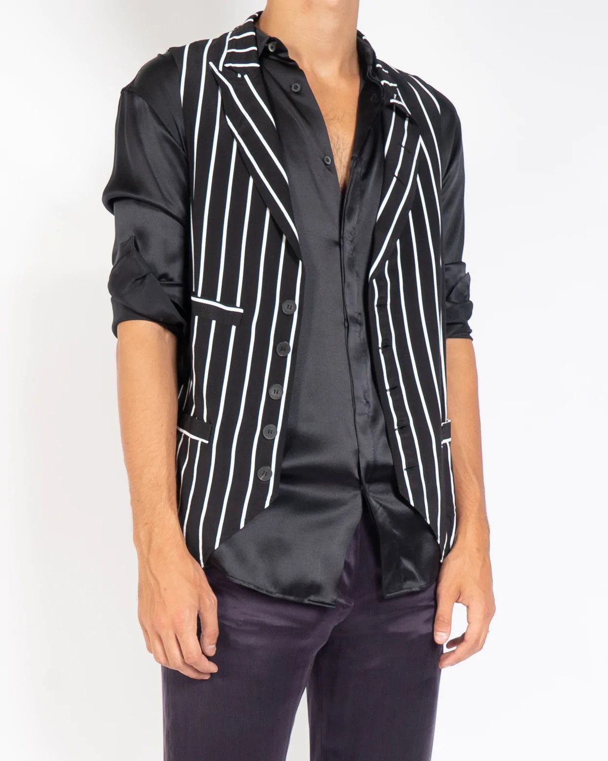 Haider Ackermann SS18 Striped Viscose Waistcoat Sample Size 46S - 2 Thumbnail
