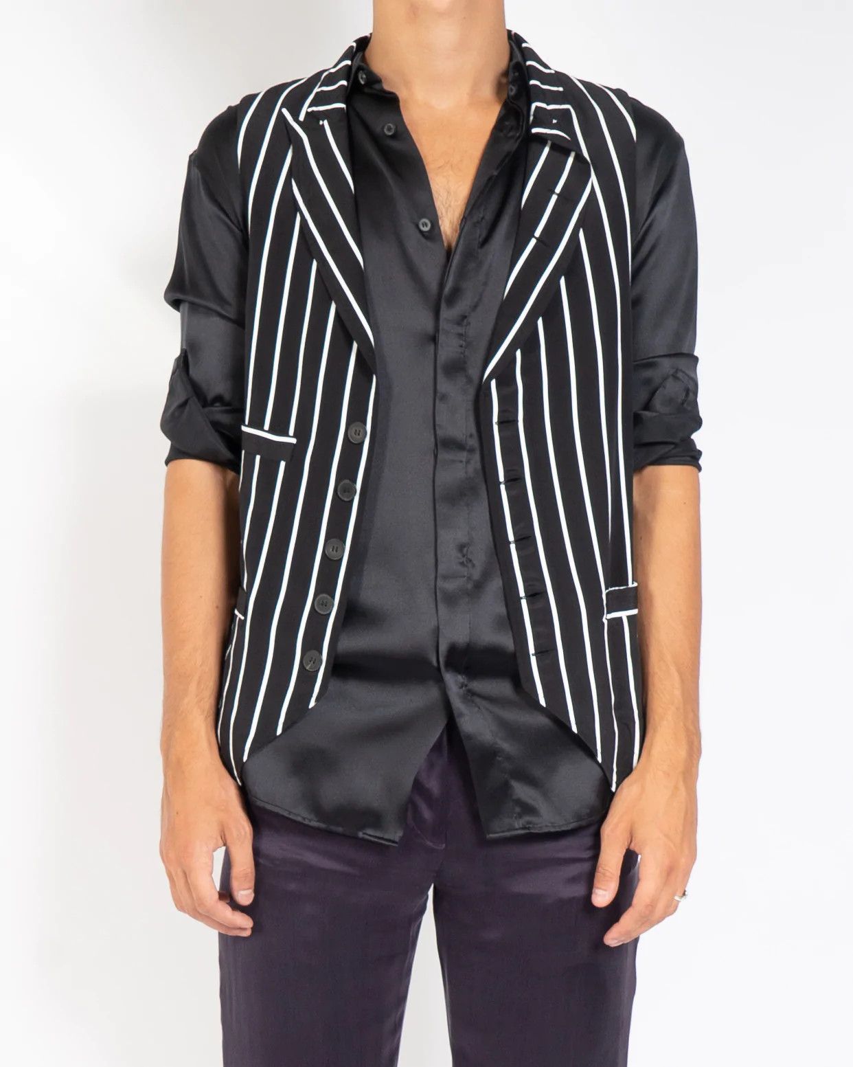 Haider Ackermann SS18 Striped Viscose Waistcoat Sample Size 46S - 1 Thumbnail