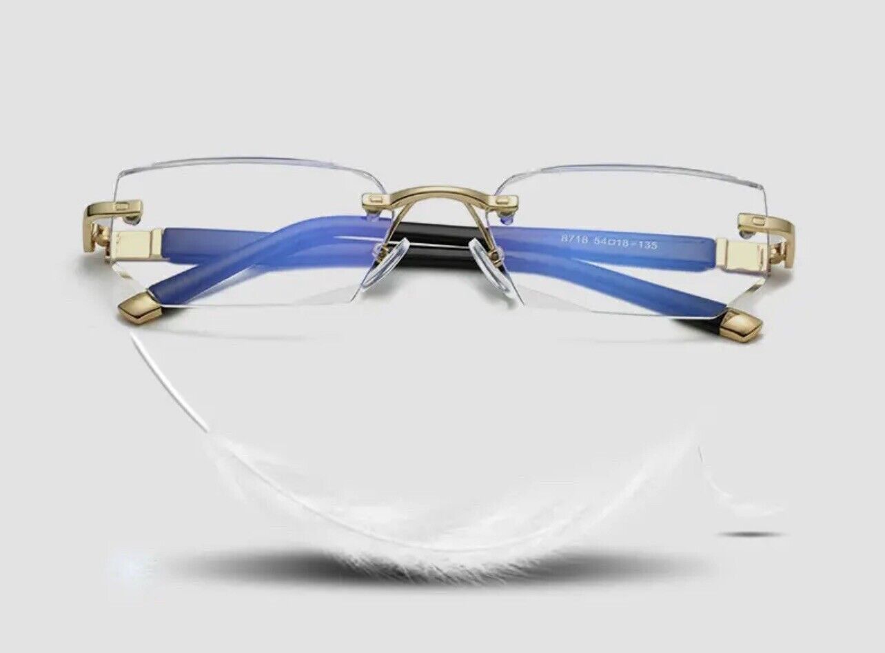 Other Mens Eye Glasses Clear Lens Rimless Small Reflective Square Size ONE SIZE - 11 Thumbnail