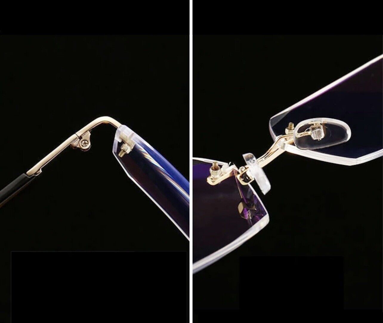 Other Mens Eye Glasses Clear Lens Rimless Small Reflective Square Size ONE SIZE - 6 Thumbnail