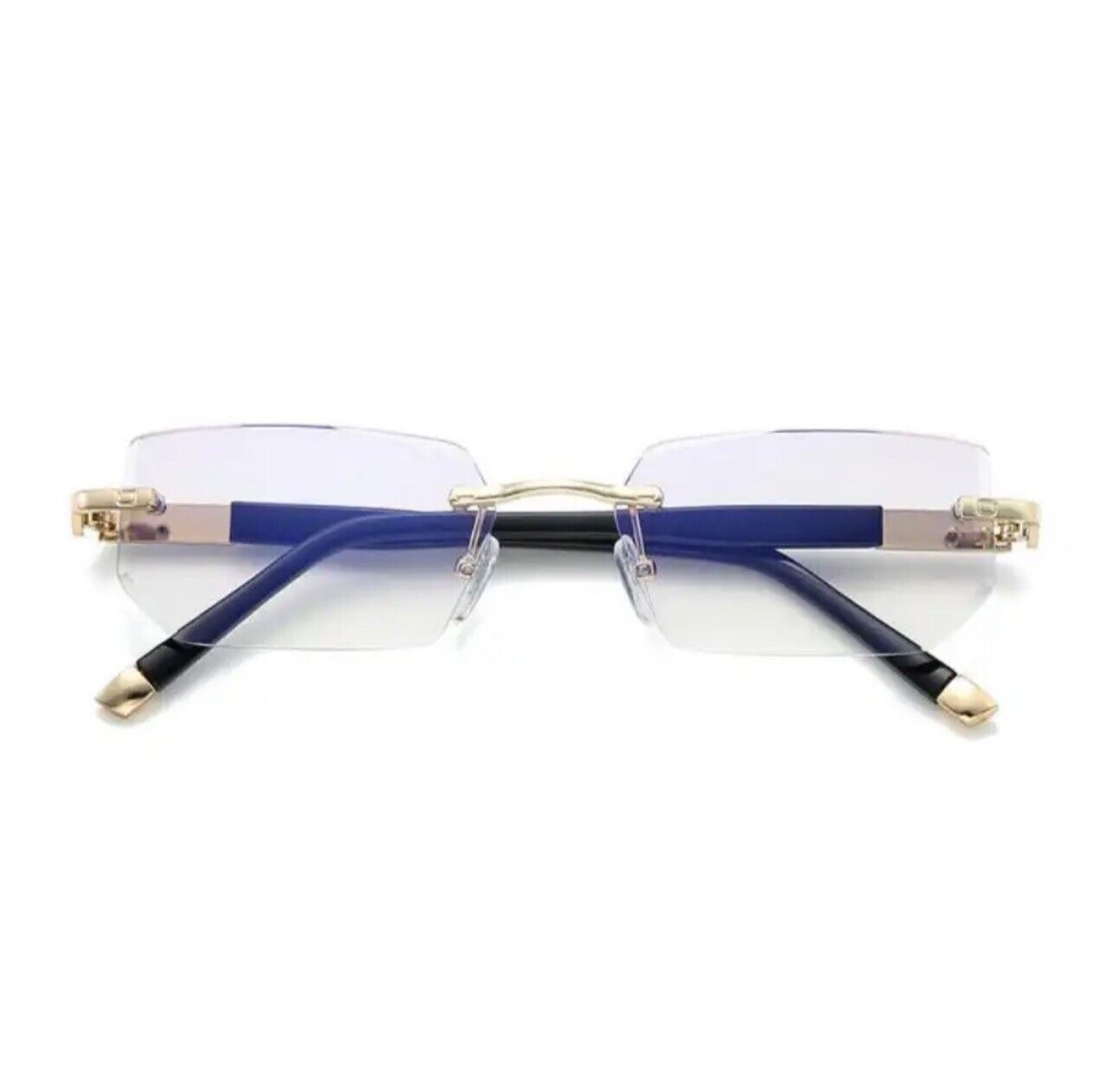 Other Mens Eye Glasses Clear Lens Rimless Small Reflective Square Size ONE SIZE - 8 Thumbnail