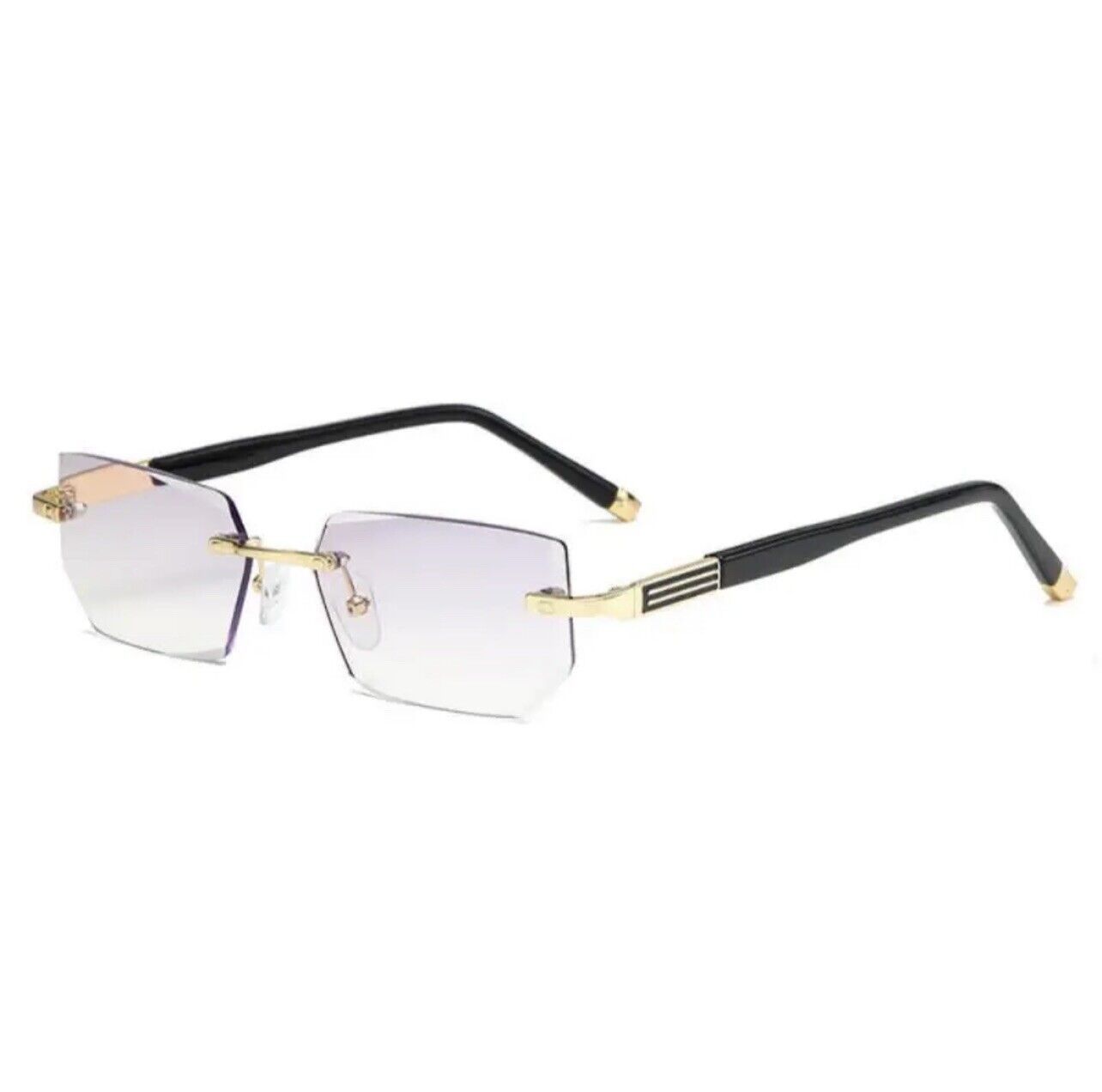 Other Mens Eye Glasses Clear Lens Rimless Small Reflective Square Size ONE SIZE - 7 Thumbnail
