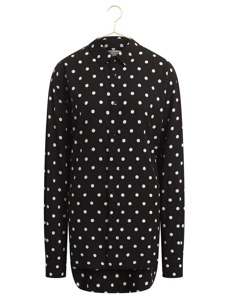 image of Saint Laurent Paris Polka Dot Shirt in Black, Men's (Size Large)