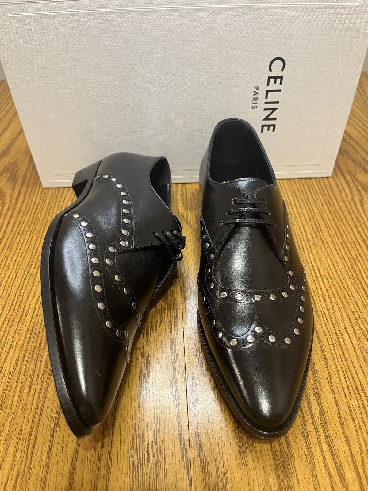Celine Jackno Oxford Leather Shoes Black Celine o1rshd11223 Jacno Oxford Derby Boots Low in Black  main image 2