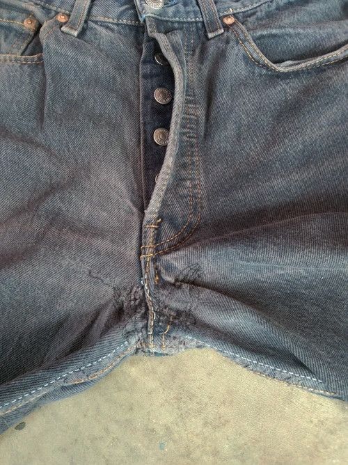 Levi's 90s Vintage Levi's 501 Distressed Repaired Jeans 31x34 Size US 31 - 6 Thumbnail