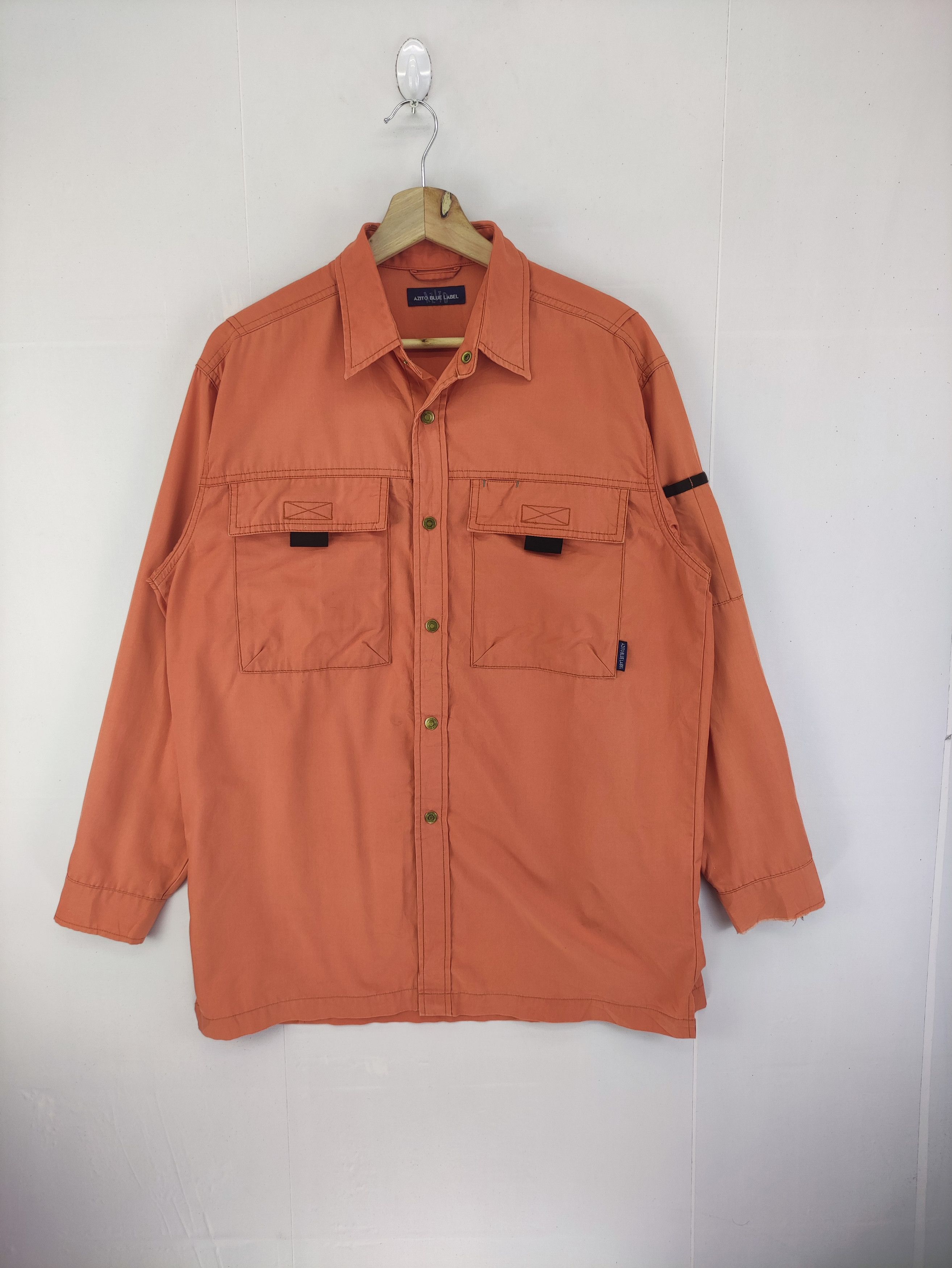 Japanese Brand Vintage Azito Blue Label Work Wear Snap Button Size US L / EU 52-54 / 3 - 1 Thumbnail