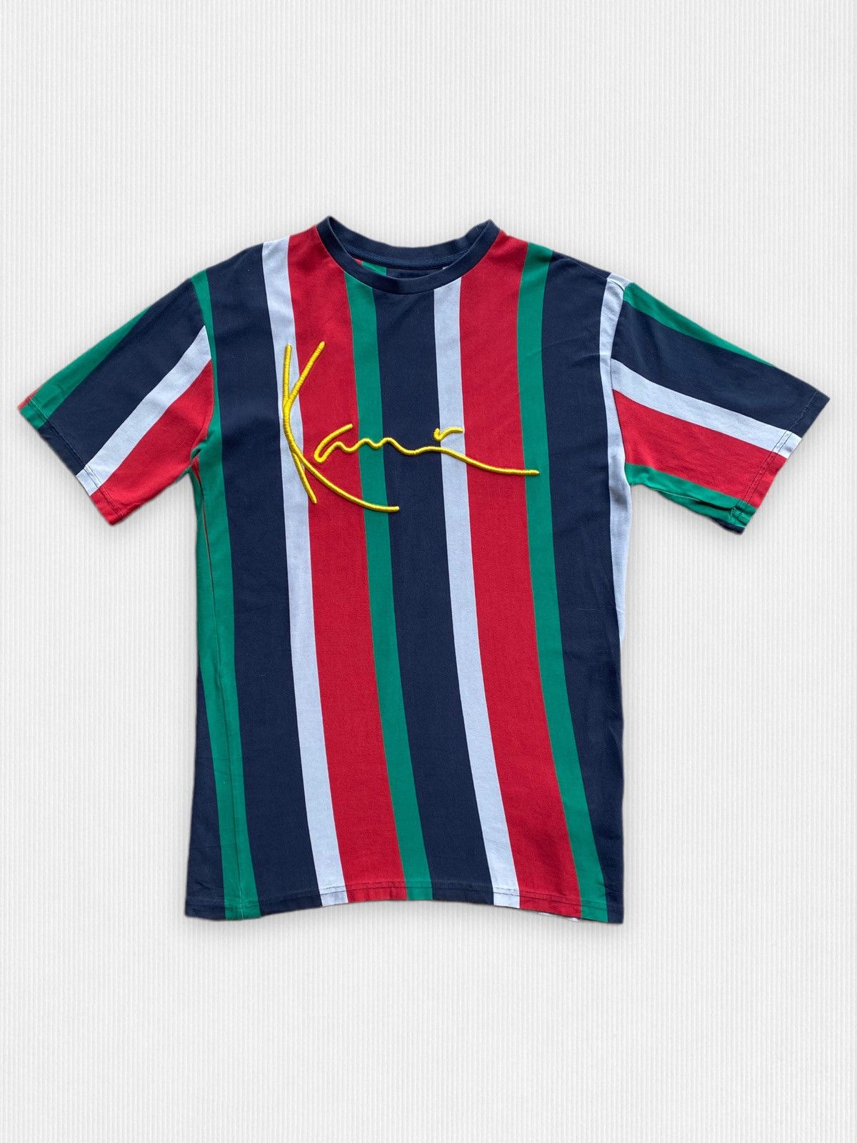KARL KANI ORIGINAL STRIPES TEE – Maglietta Oversize A Righe, Girocollo, 100% Cotone, Rossa