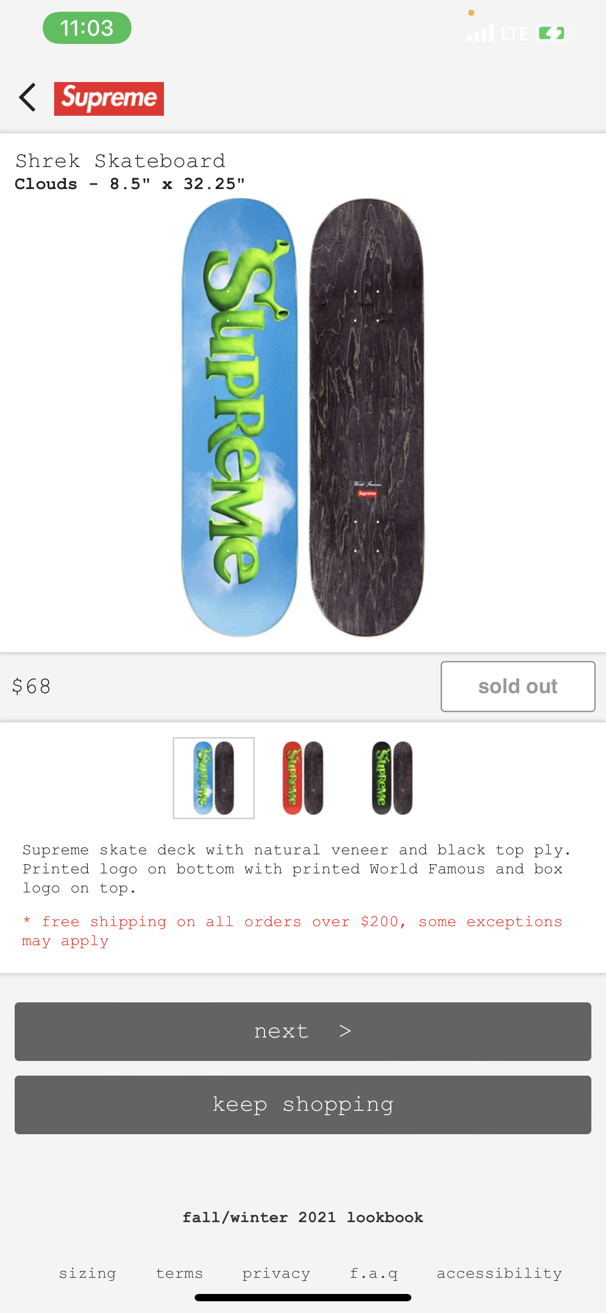 Supreme Supreme shrek clouds “dreamworks” skateboard skate deck Size ONE SIZE - 1 Thumbnail