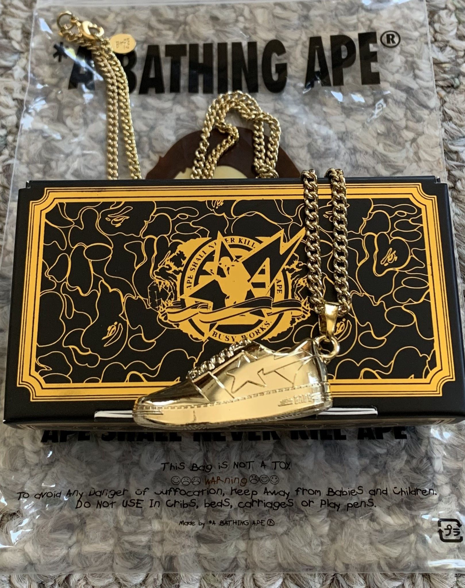 image of New Bape Exclusive Bapesta Gold Chain, Men's