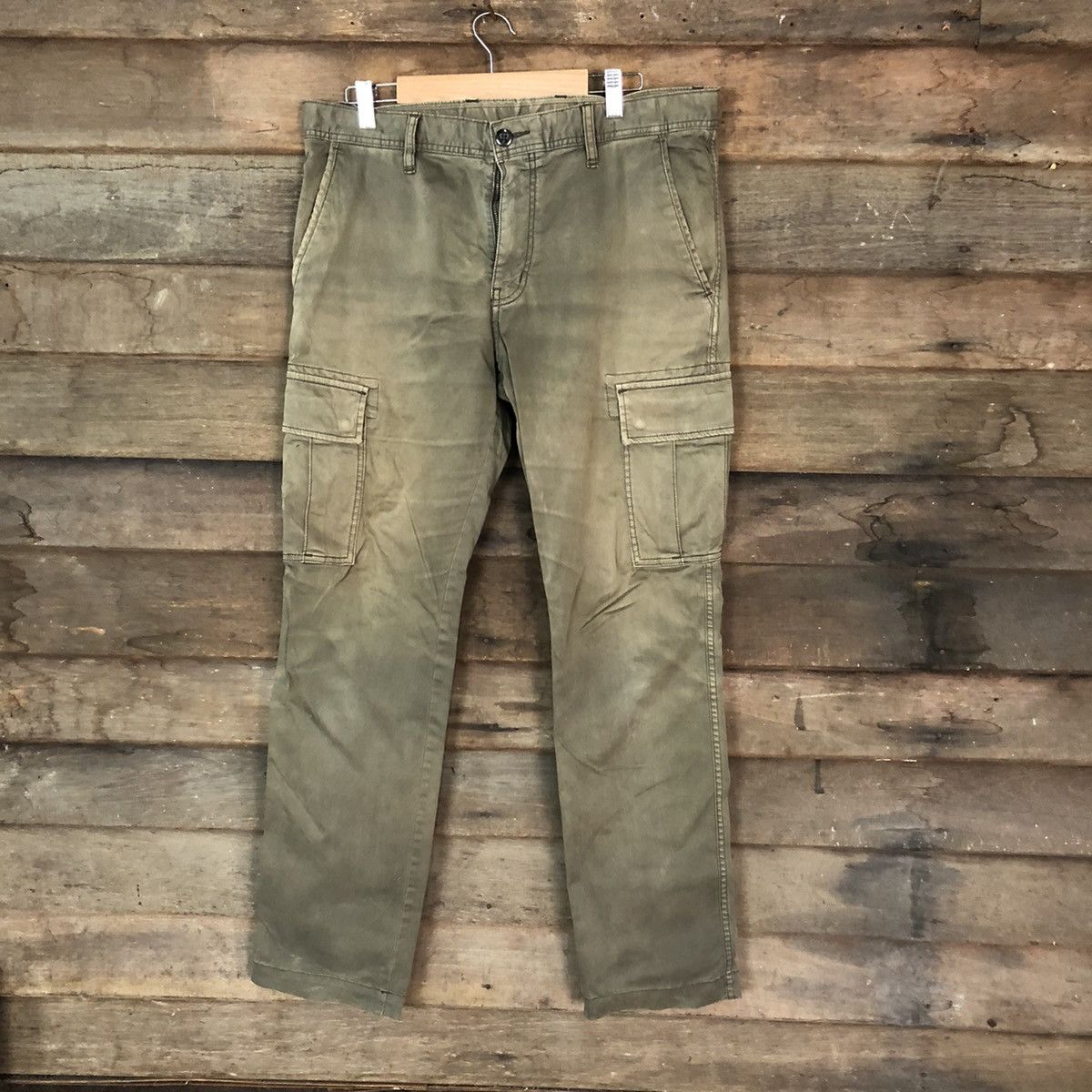 Japanese Brand DL Uniqlo faded Green multipocket Cargo Pants #7054 Size US 33 - 1 Thumbnail