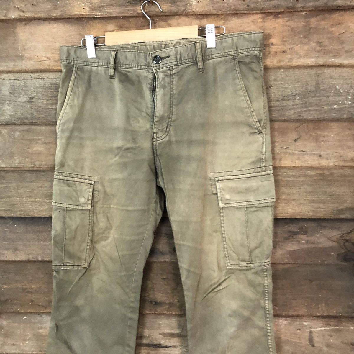 Japanese Brand DL Uniqlo faded Green multipocket Cargo Pants #7054 Size US 33 - 2 Thumbnail