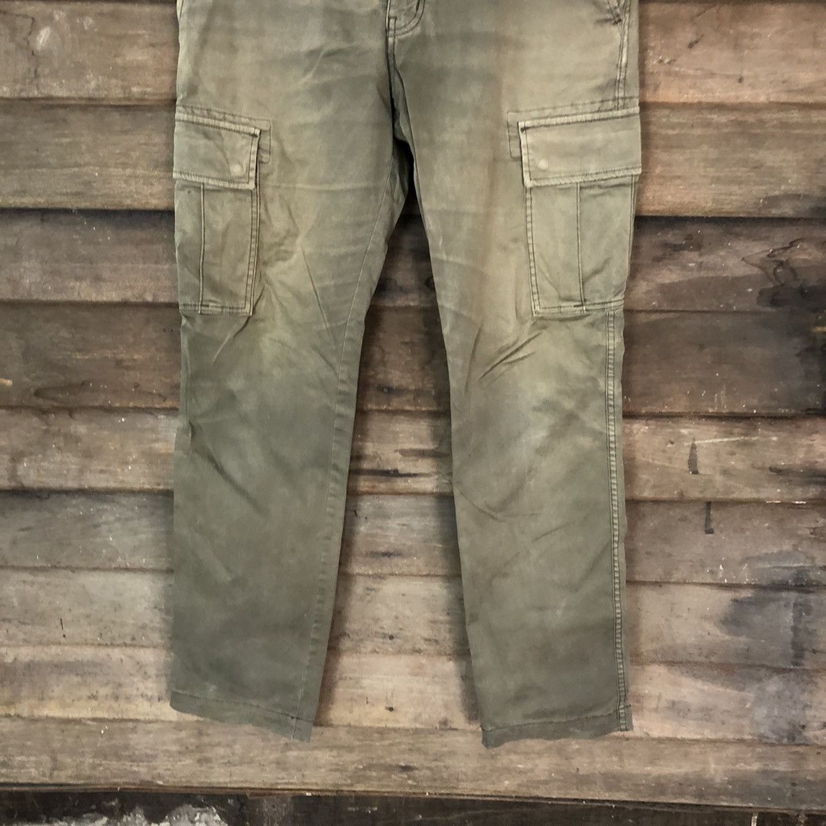 Japanese Brand DL Uniqlo faded Green multipocket Cargo Pants #7054 Size US 33 - 3 Thumbnail