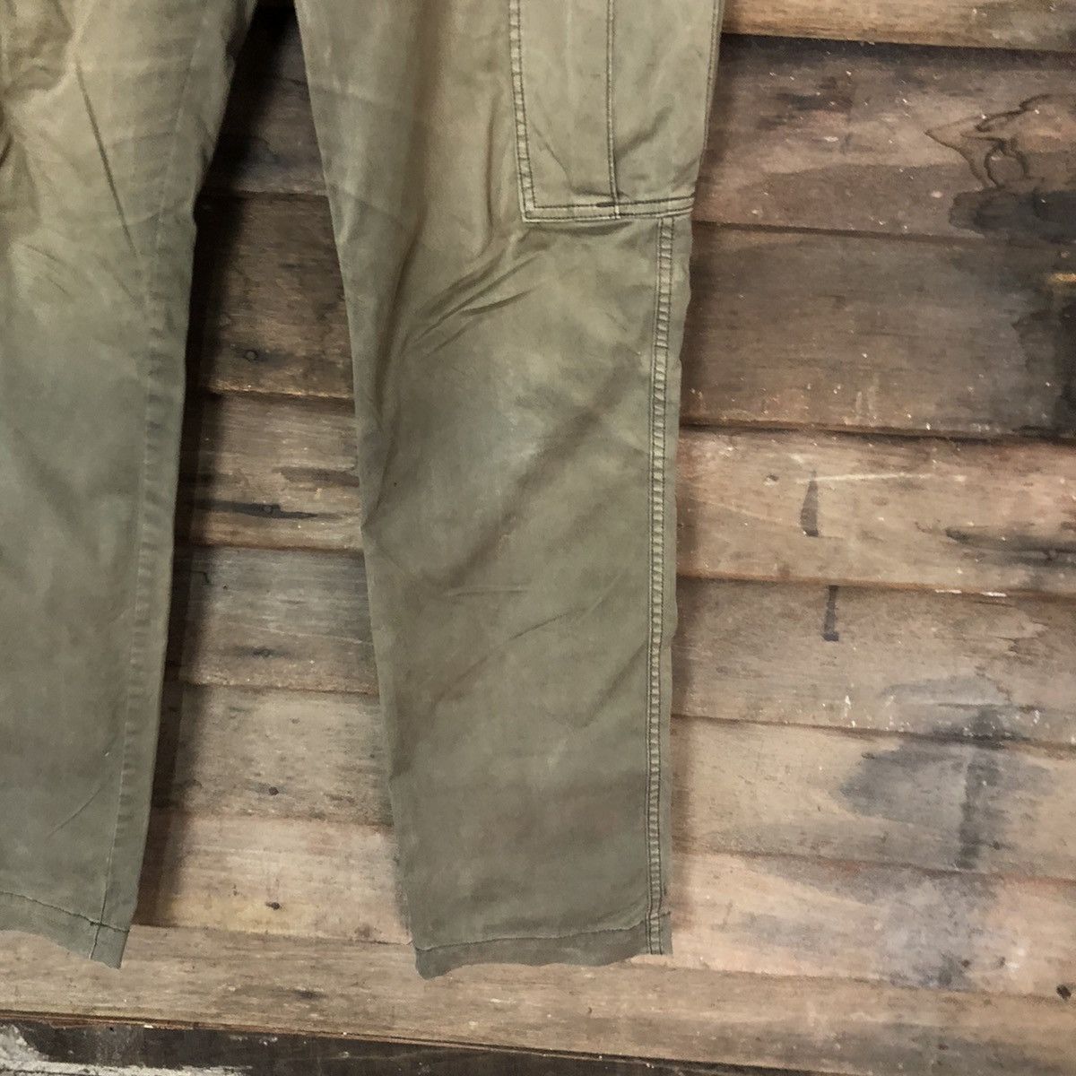 Japanese Brand DL Uniqlo faded Green multipocket Cargo Pants #7054 Size US 33 - 9 Thumbnail