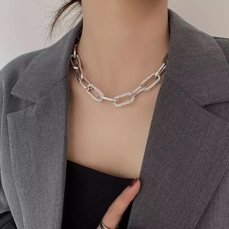 Jewelry × Vintage Rhinestone Chain Link Bling Jewelry Necklace Size ONE SIZE - 1 Thumbnail