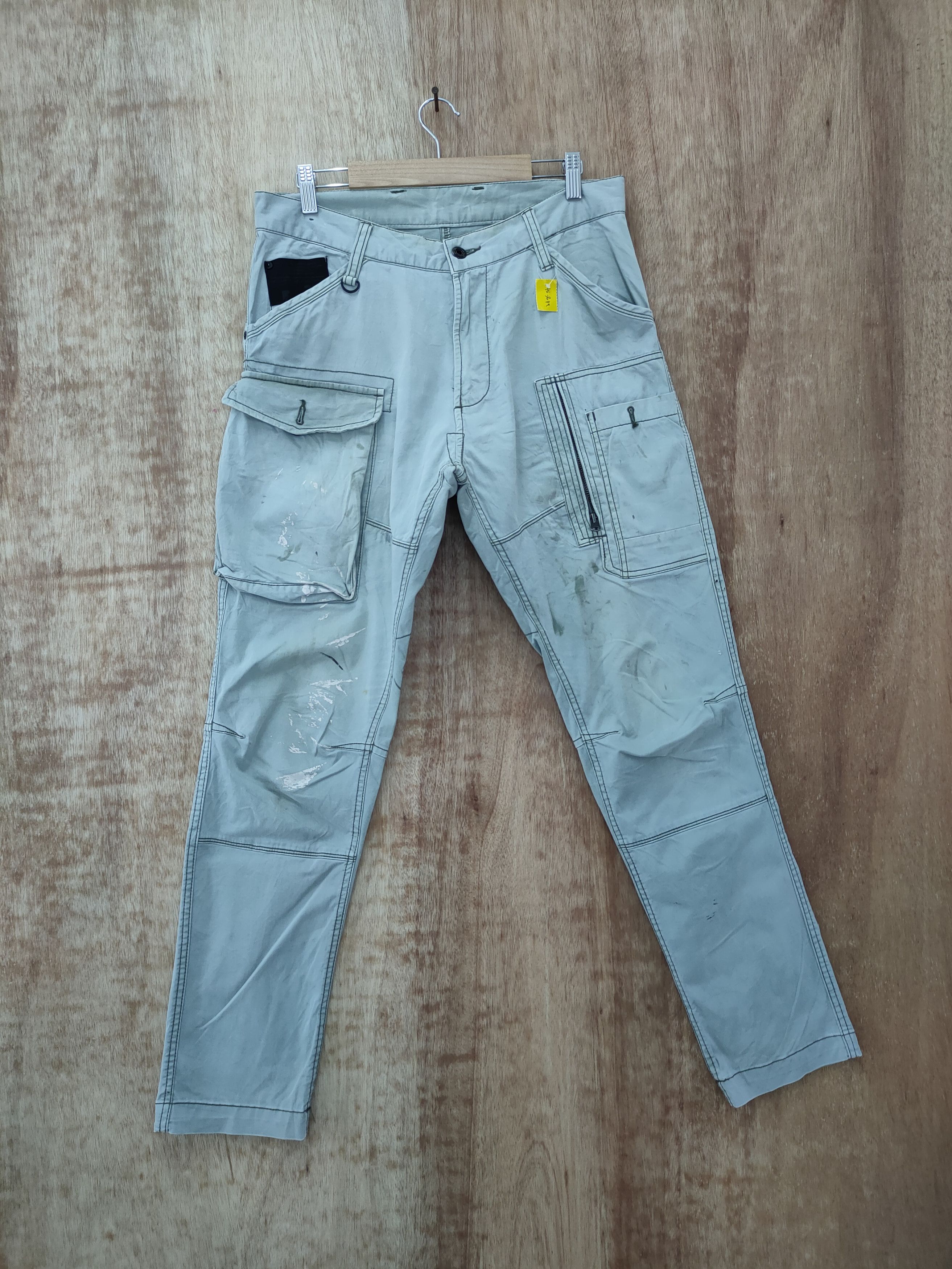 image of Distressed Denim Rz Frontier Japan Distressed Thrashed Cargo Pants 46-249 in Light Green (Size 32)