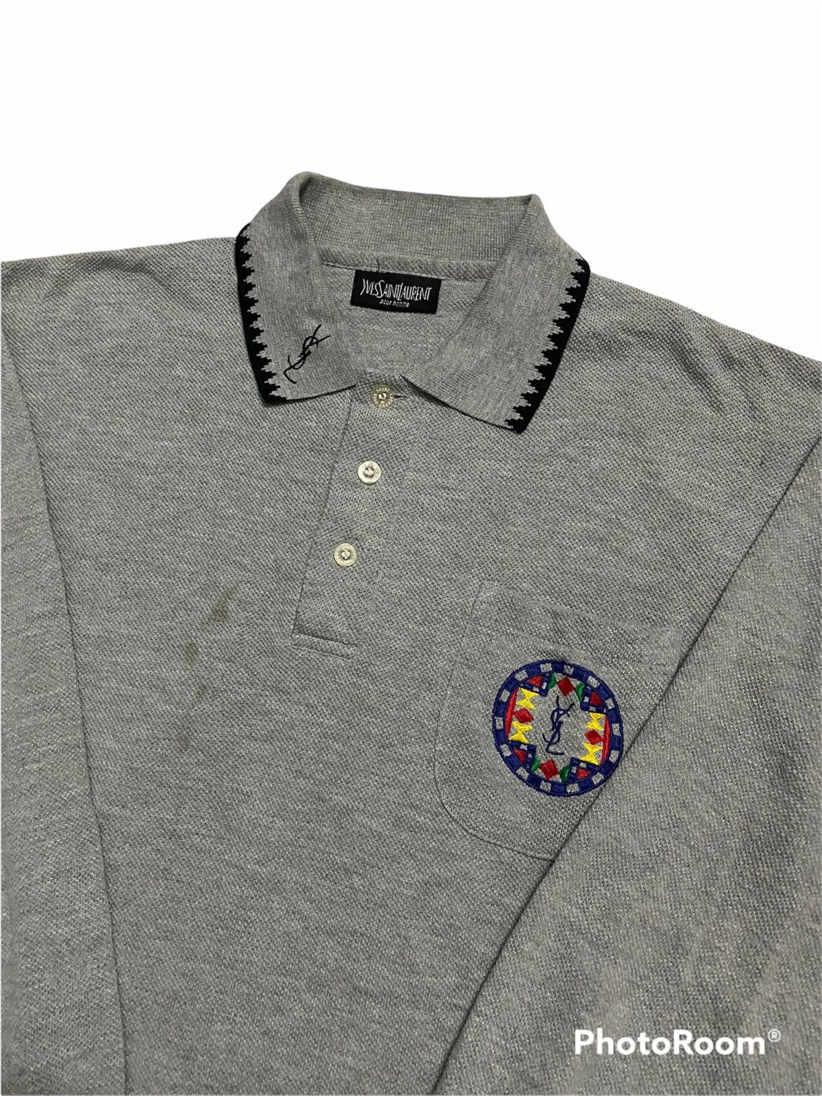Japanese Brand × Vintage × Yves Saint Laurent Vintage YvesSaintLaurent Longsleeve Polo Shirt Size US M / EU 48-50 / 2 - 2 Thumbnail
